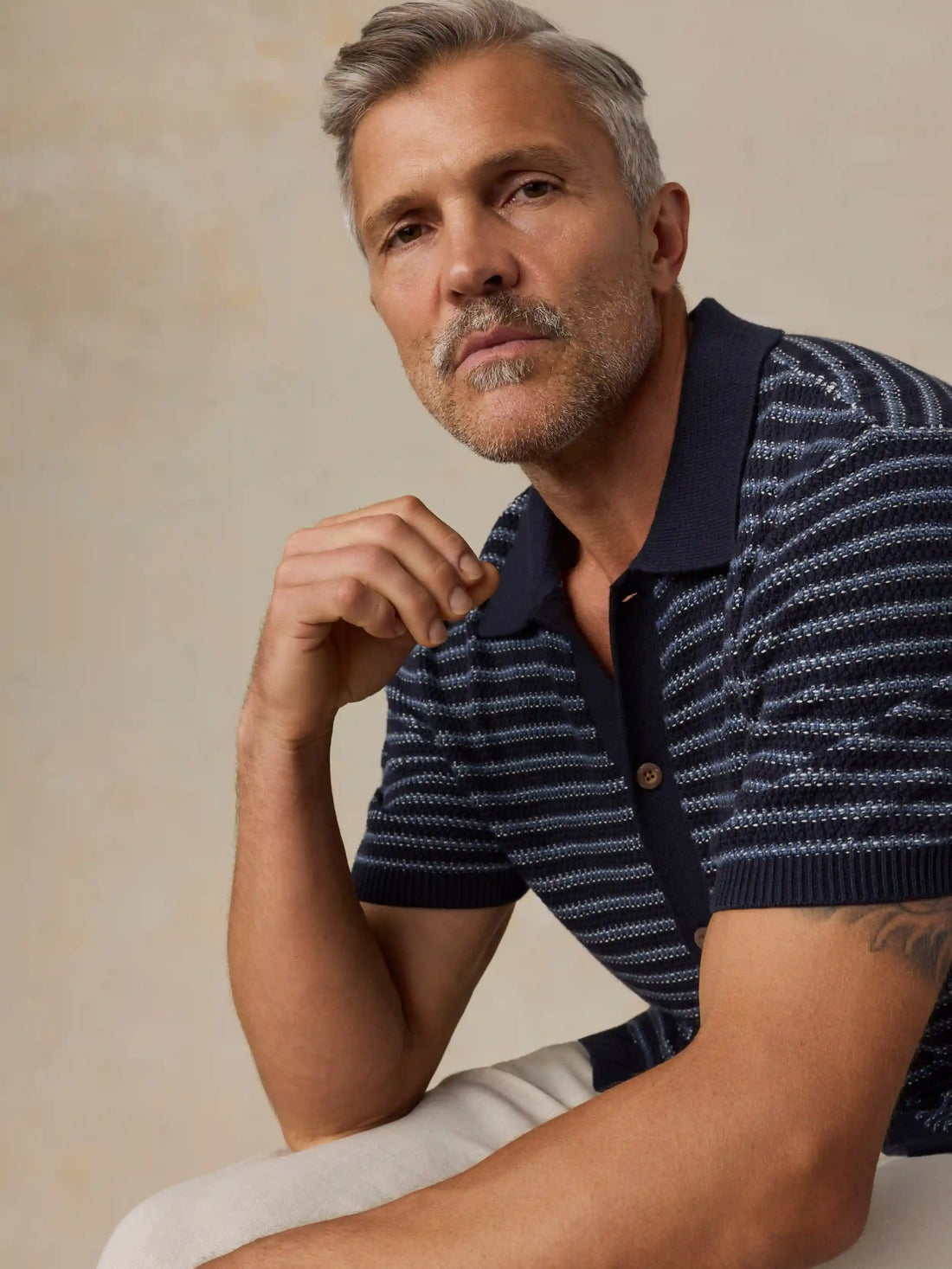 Short-Sleeve Sweater Shirt - Northern Depths Stripe