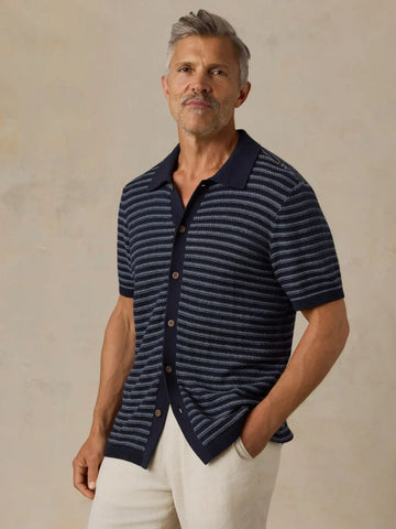 Short-Sleeve Sweater Shirt - Northern Depths Stripe