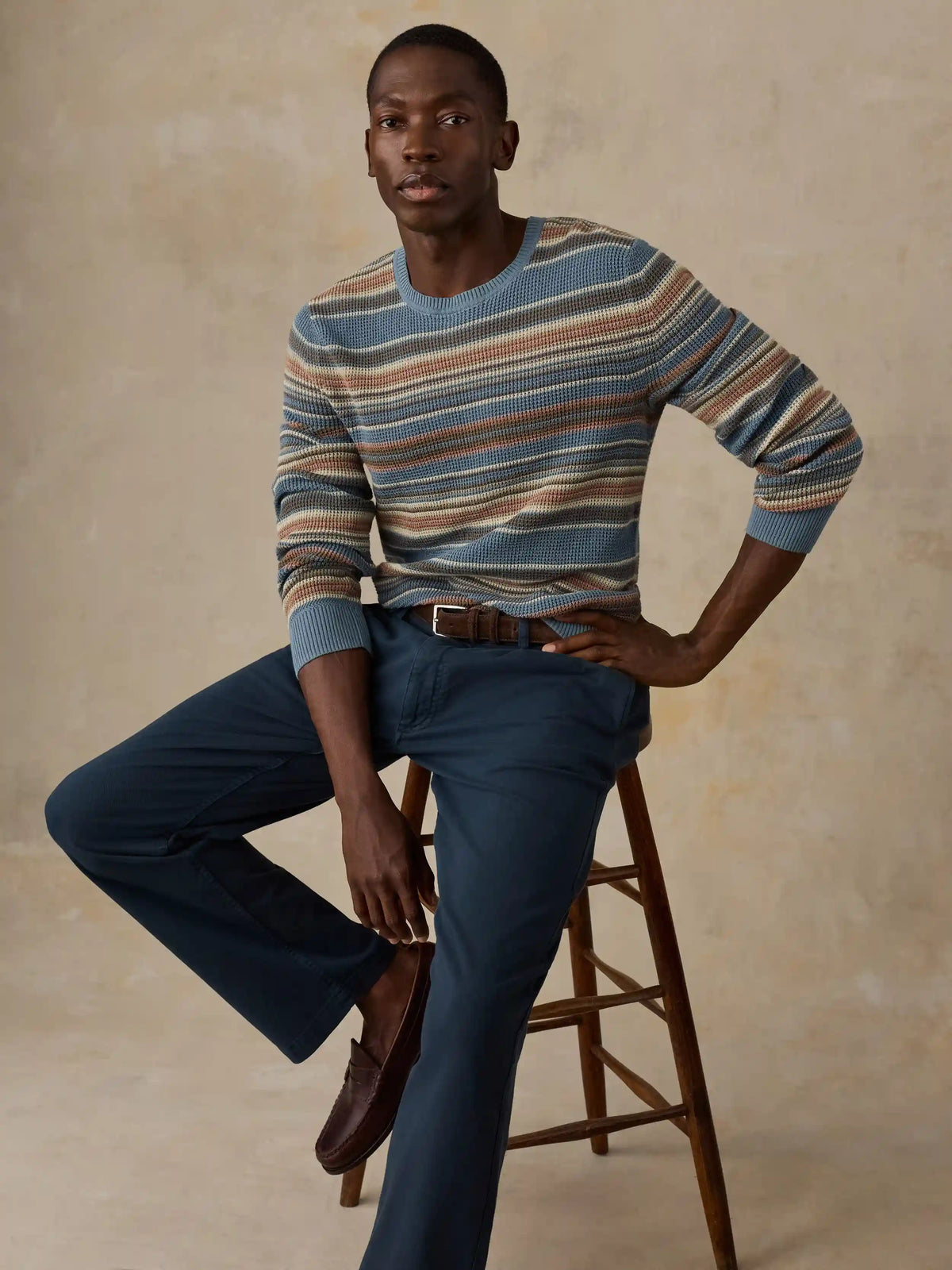 Sunwashed Crewneck Sweater - Teal Sands Stripe