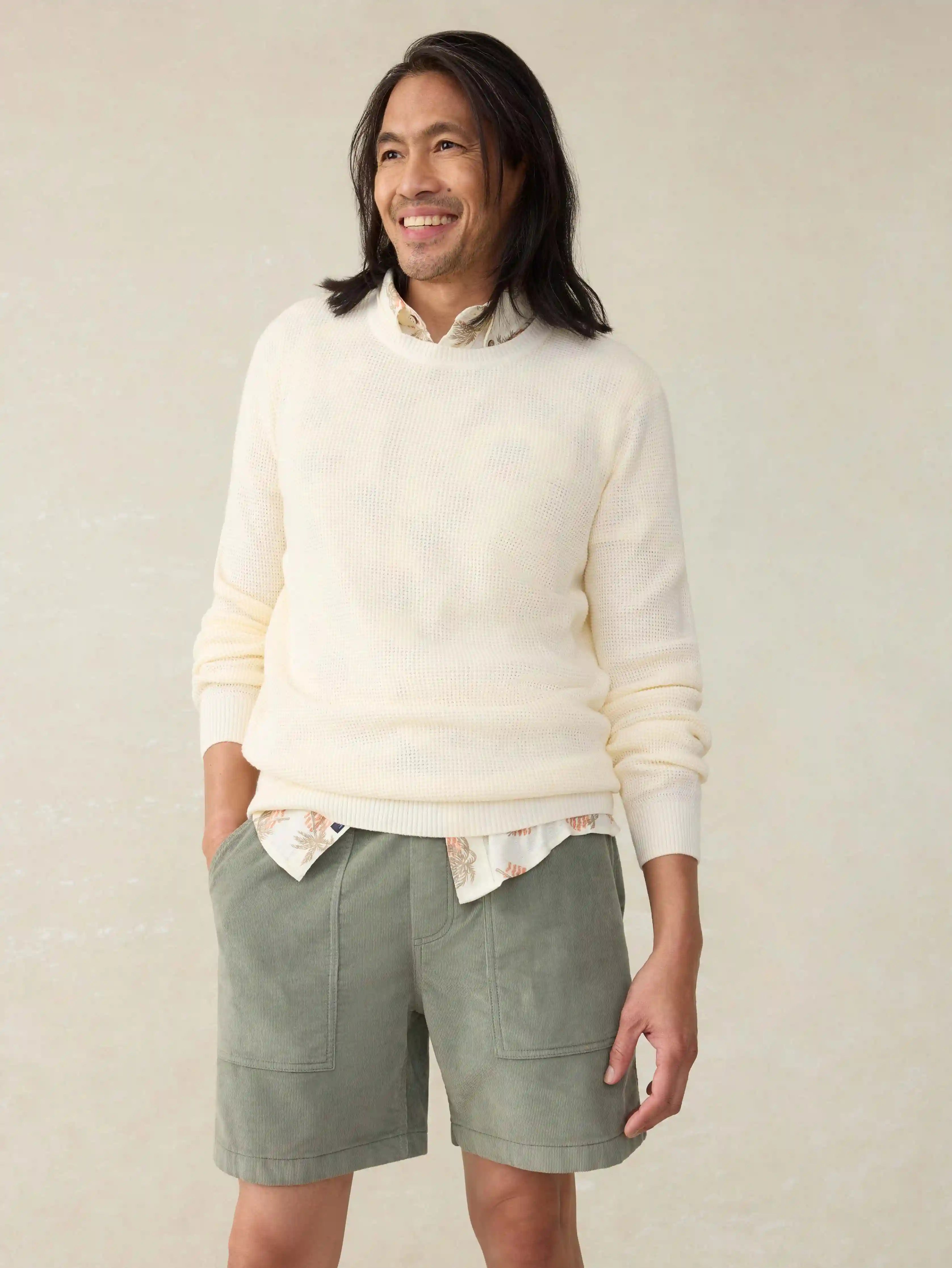 Corduroy Drawstring Utility Short - Coastal Sage