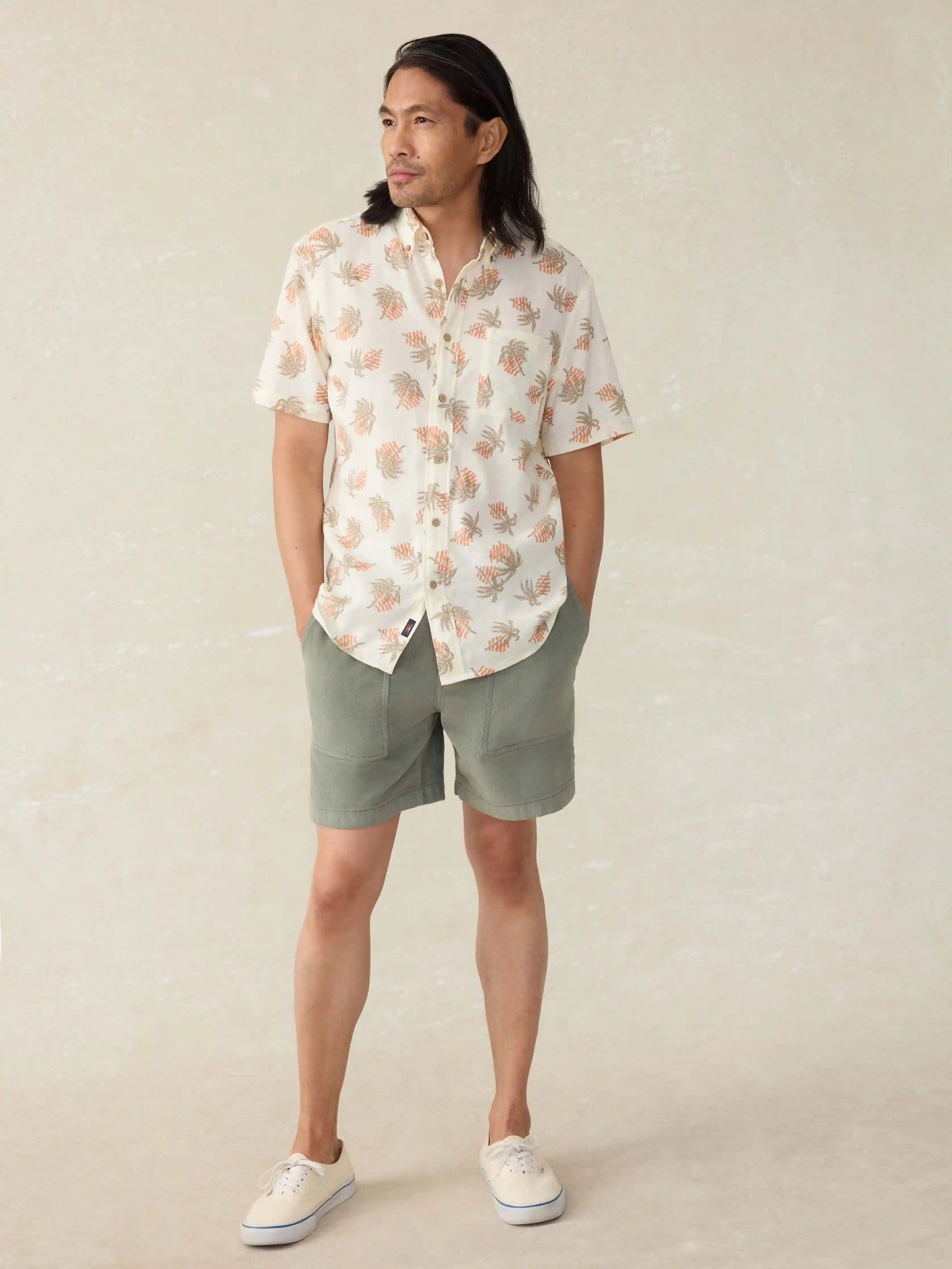 Corduroy Drawstring Utility Short - Coastal Sage