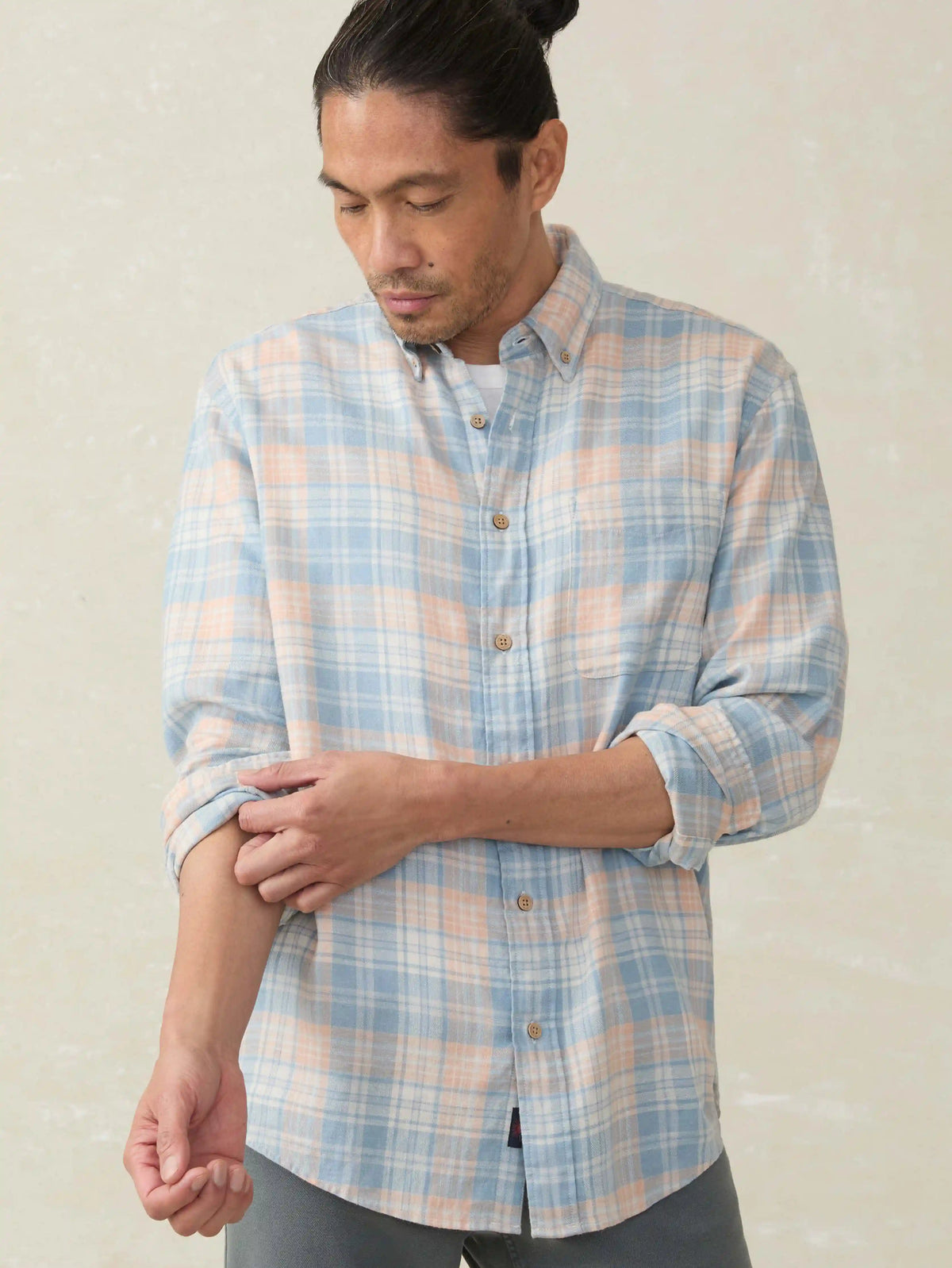 Long-Sleeve Breeze Shirt - Coral River Plaid