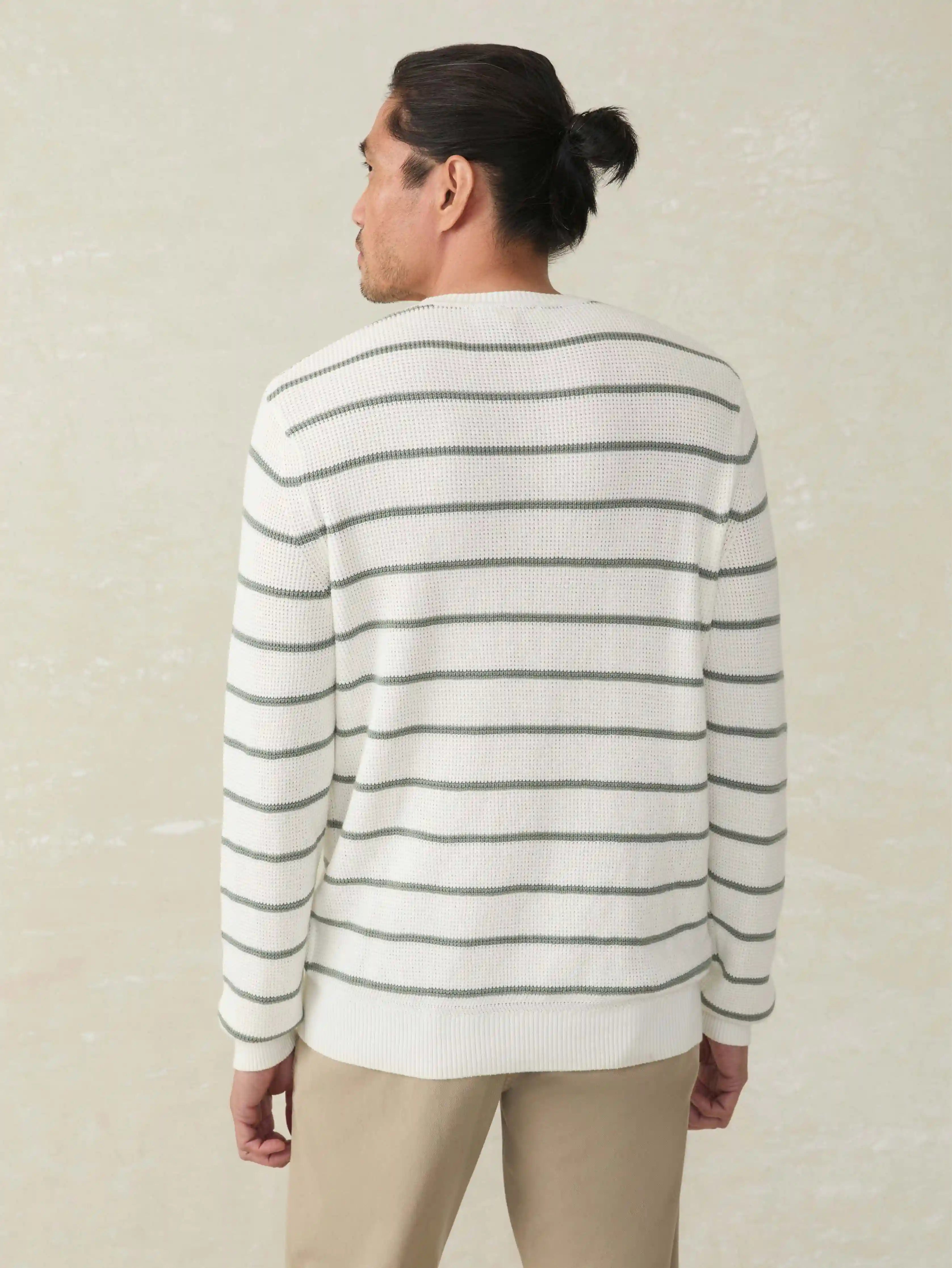 Sunwashed Crewneck Sweater - White Sage Stripe