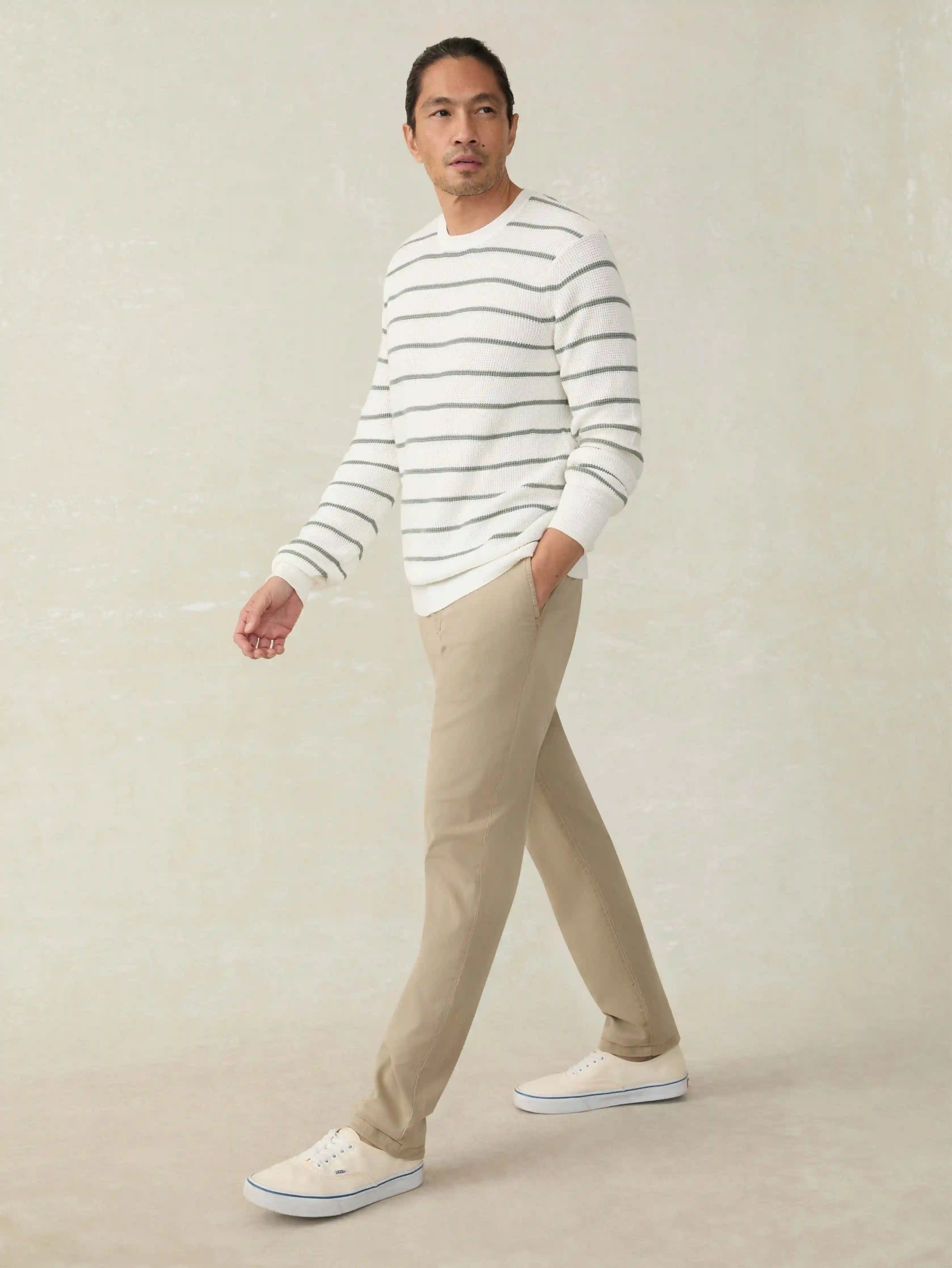 Sunwashed Crewneck Sweater - White Sage Stripe