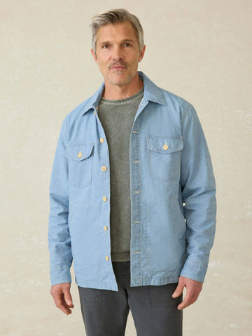Indigo Herringbone Shirt Jacket - Blue Haven Wash