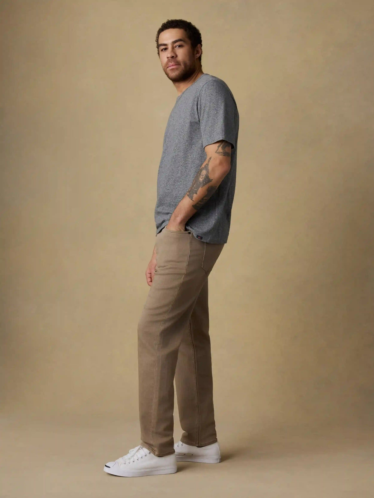 Stretch Terry 5-Pocket Athletic Fit Pant - Desert Khaki