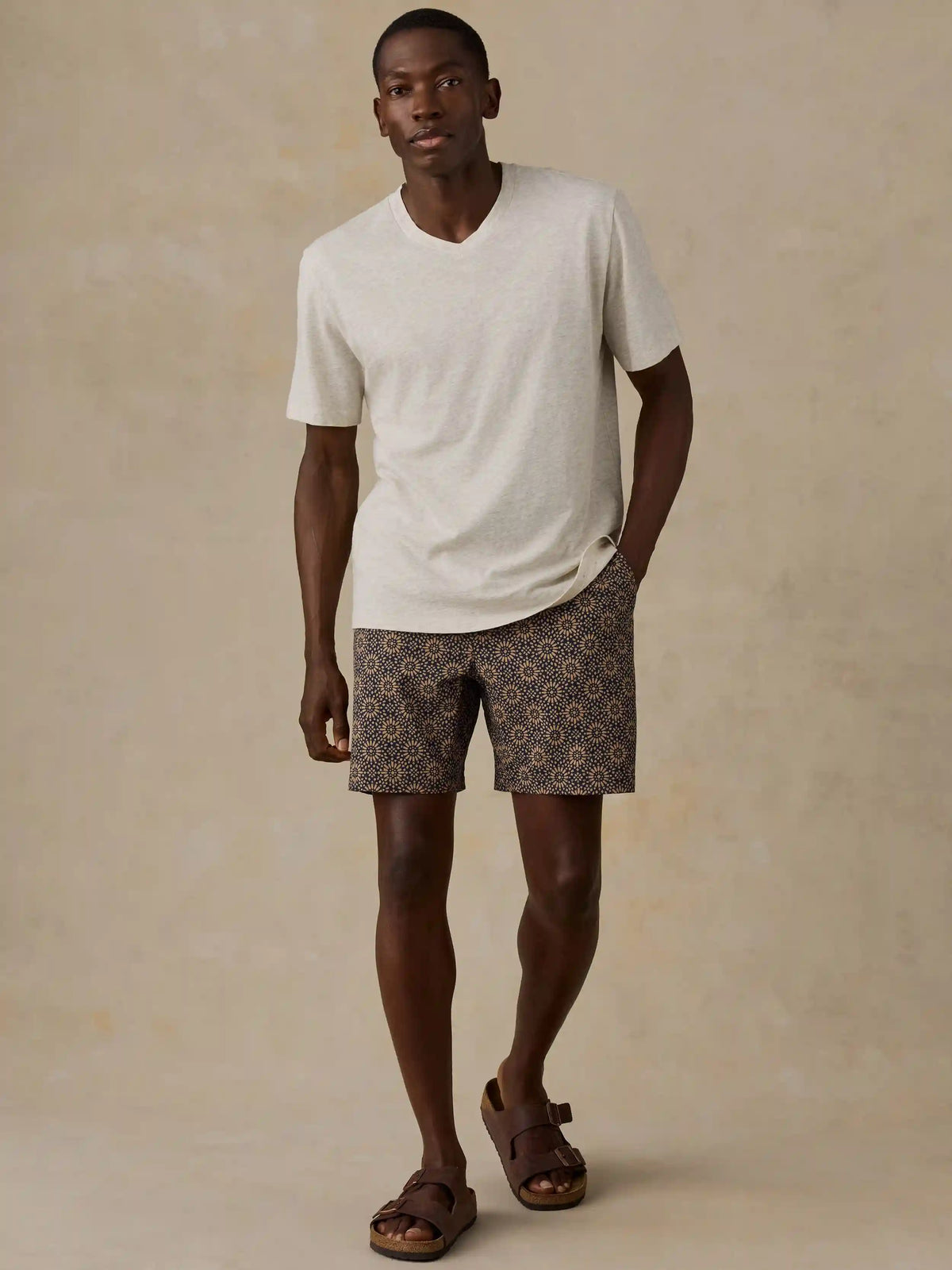 Short-Sleeve Sunwashed V-Neck Tee - Island Dune Heather