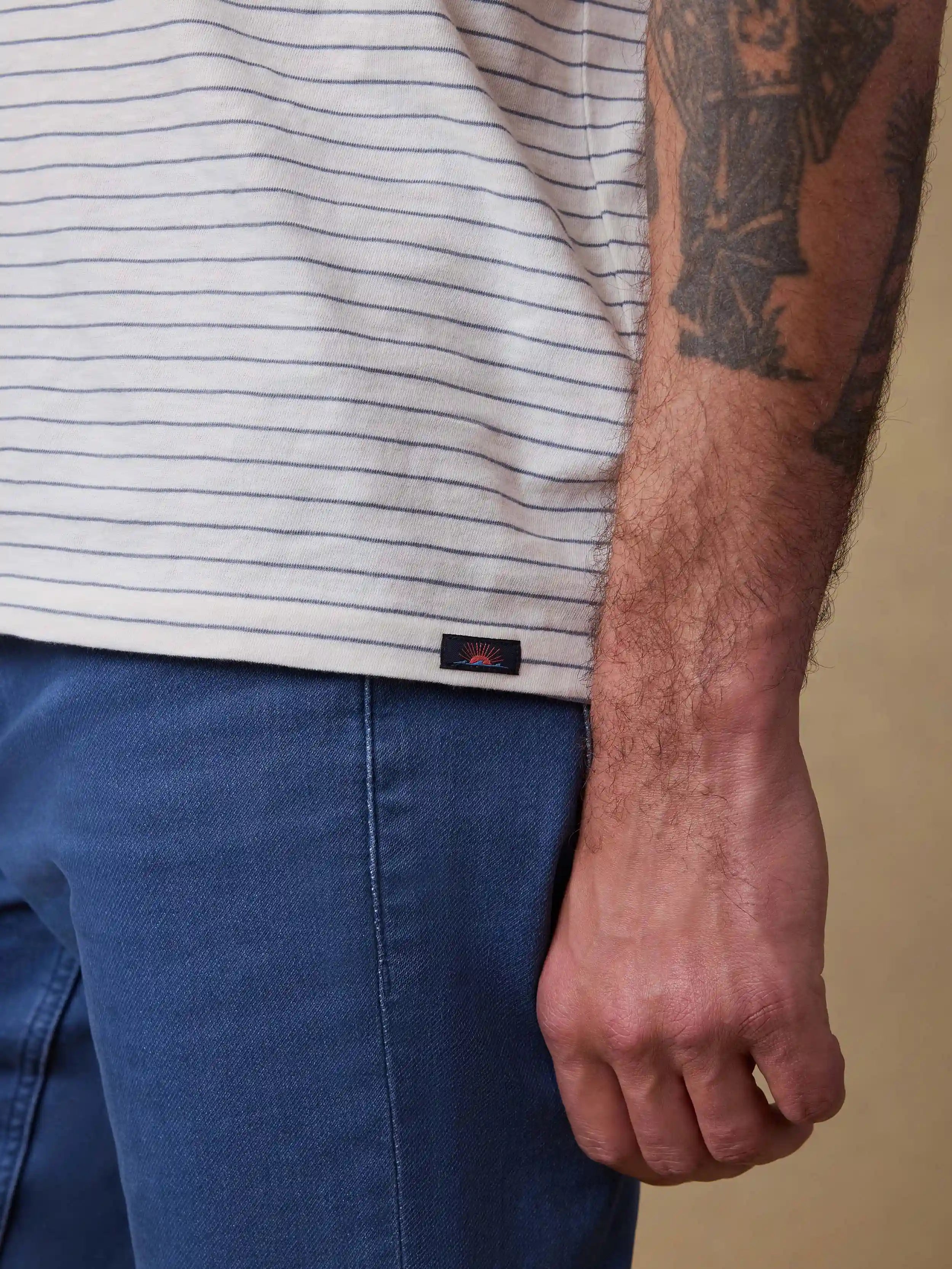 Sunwashed Regenerative Tee - Cream Flint Stripe