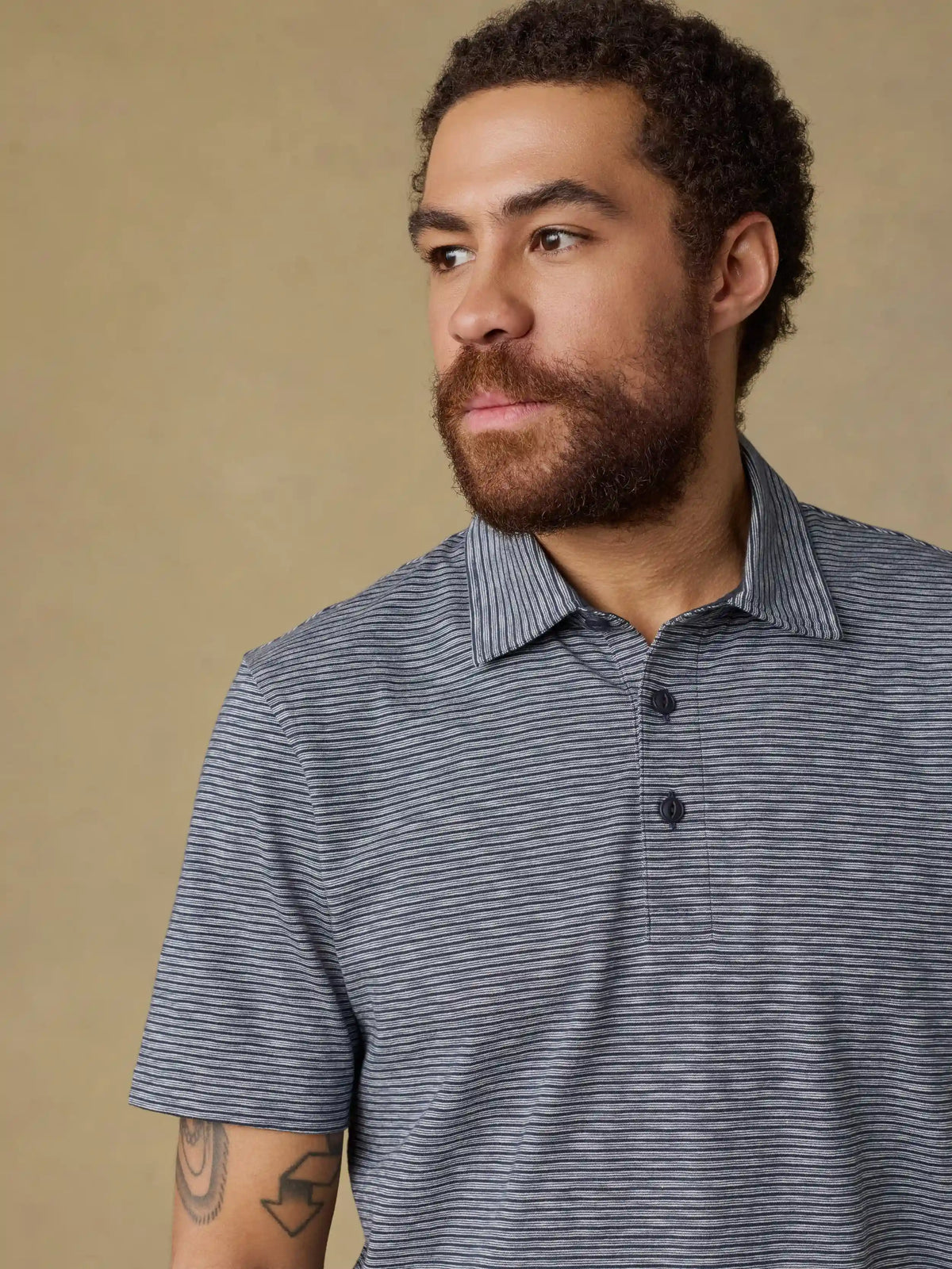 Sunwashed T-Shirt Polo - Dune Stripe Navy