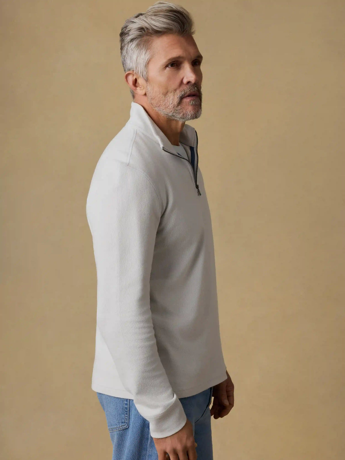 Highland Knit Quarter Zip - Ice Grey