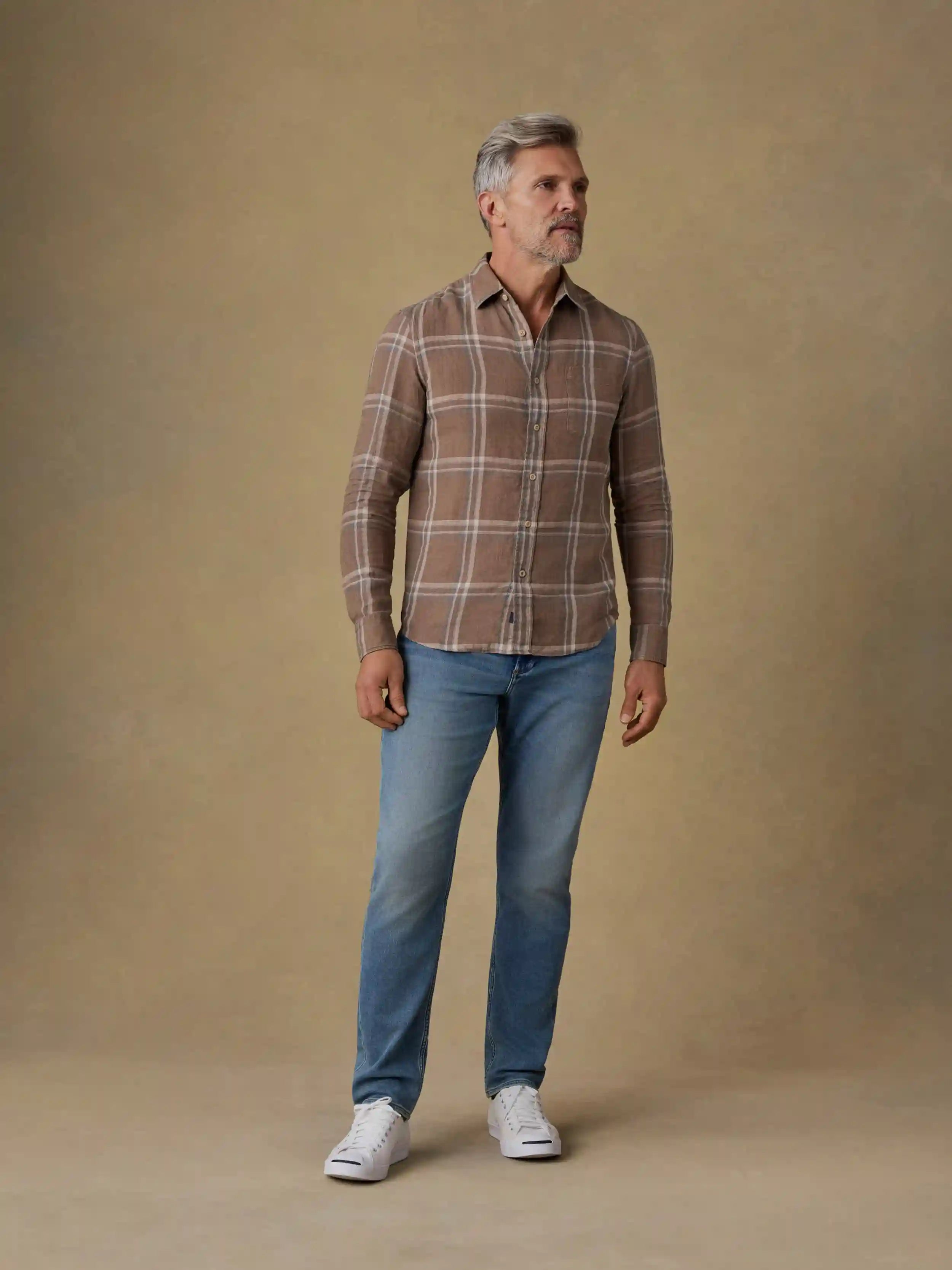 Laguna Linen Shirt - Driftwood Coast Plaid