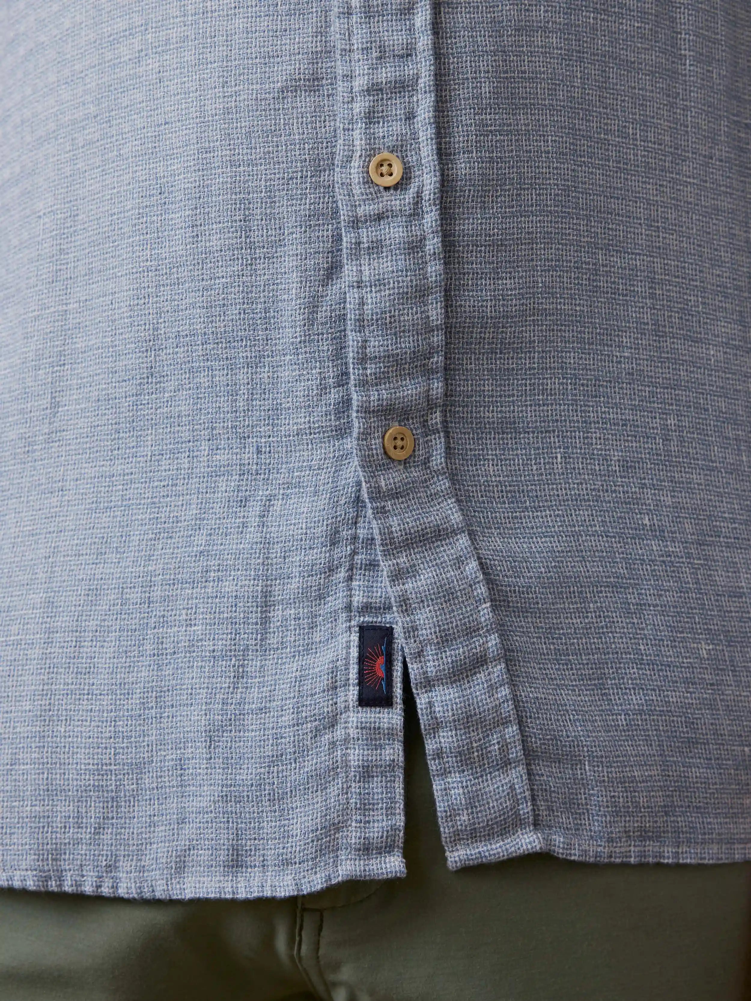 Short-Sleeve Palma Linen Shirt - Blue Basketweave