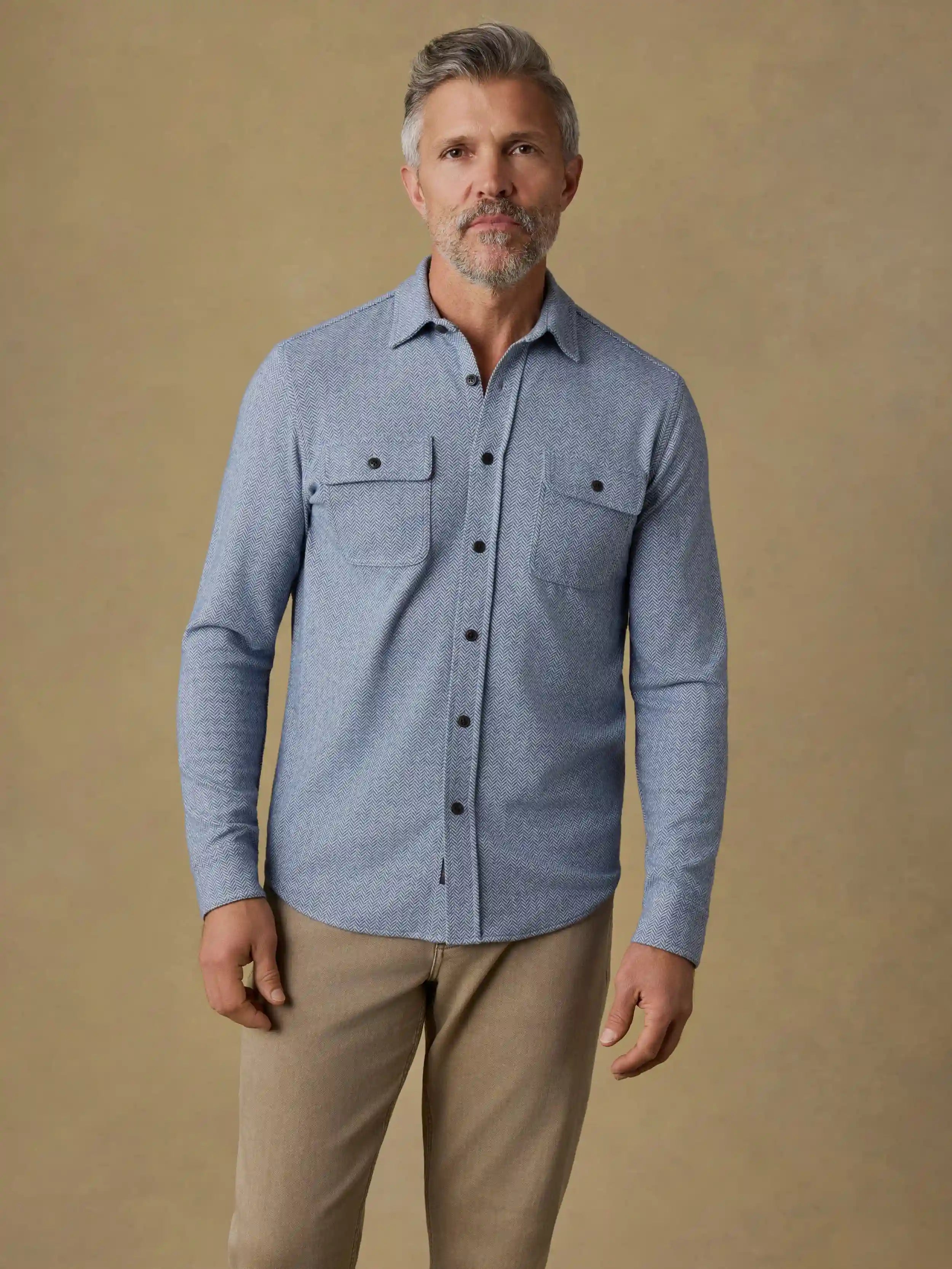 Legend™ Sweater Shirt - Dusty Blue Herringbone