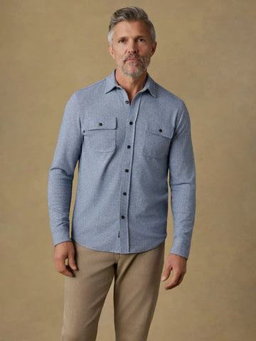 Legend™ Sweater Shirt - Dusty Blue Herringbone