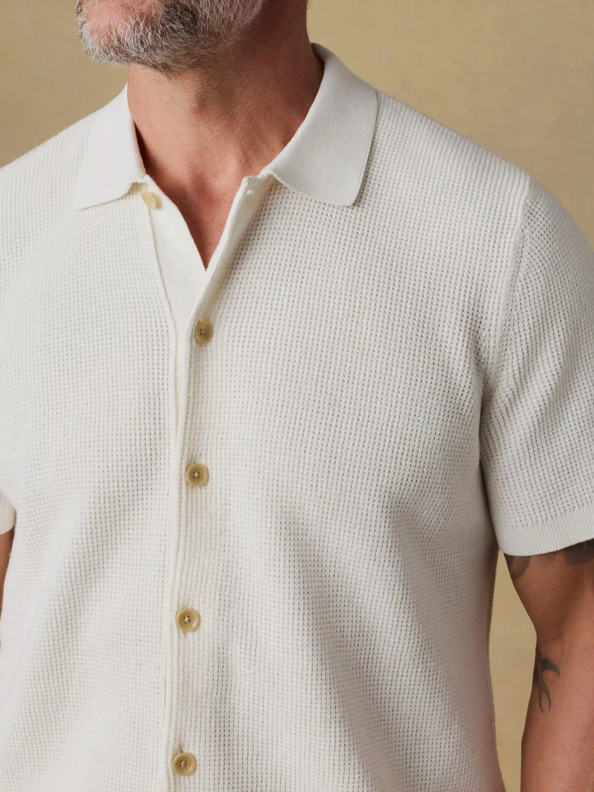 Short-Sleeve Sunwashed Sweater Shirt - White Shell