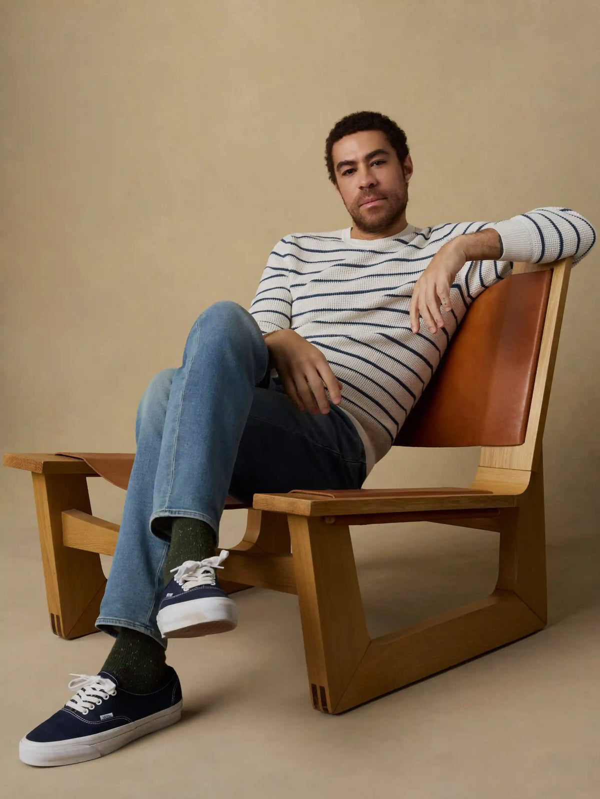 Sunwashed Crewneck Sweater - Ivory Night Stripe