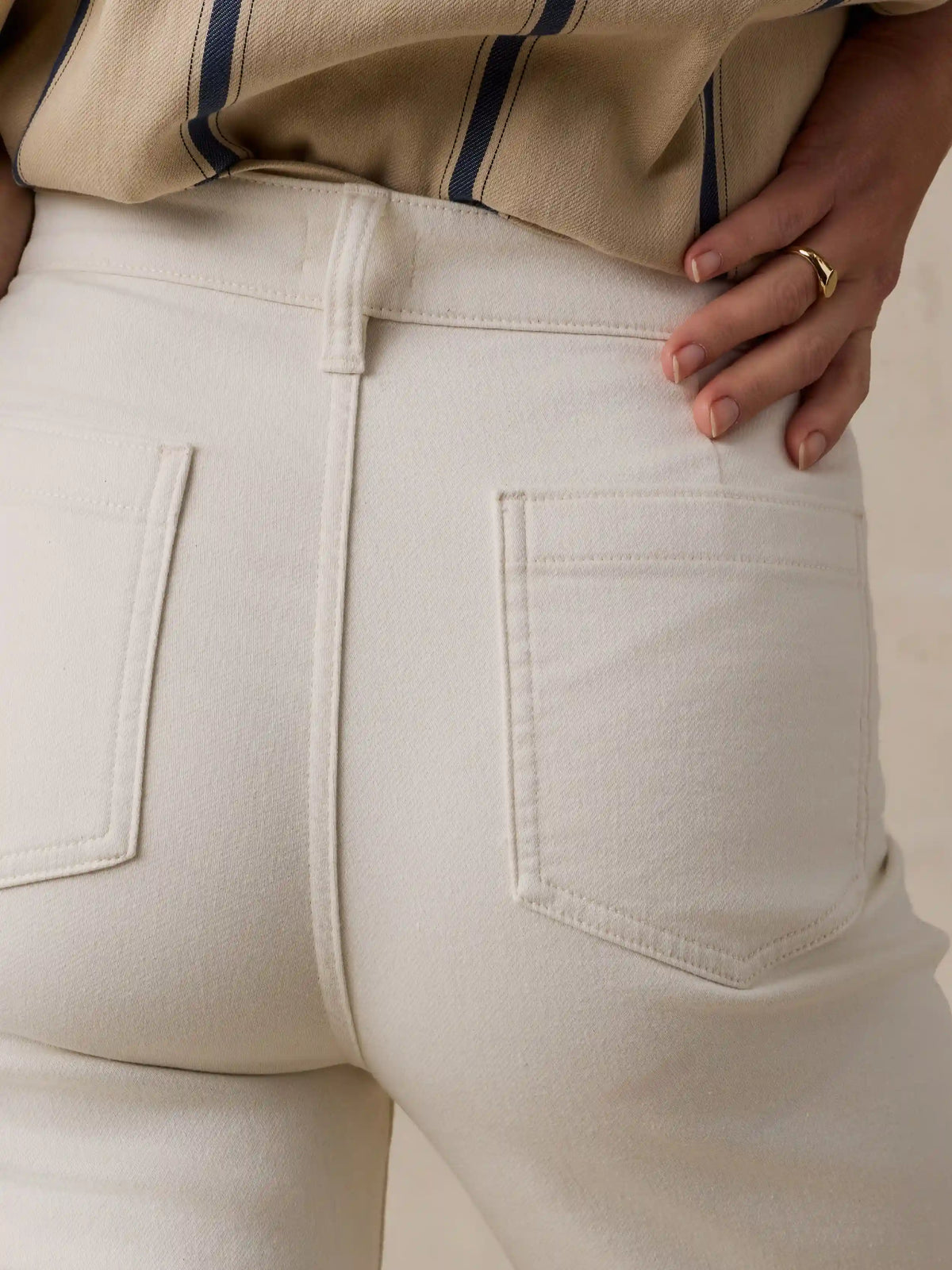 Stretch Terry Patch Pocket Pant - Egret