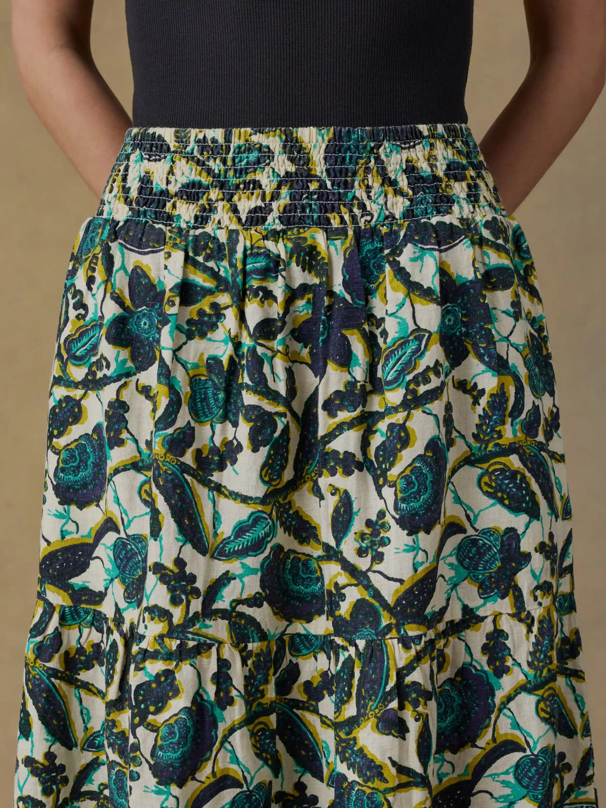 Montecito Linen Maxi Skirt - Tropics