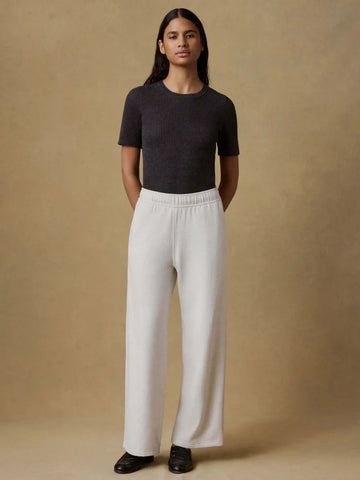 High Standard Fleece Wide Leg Sweatpant - Ice Grey Heather