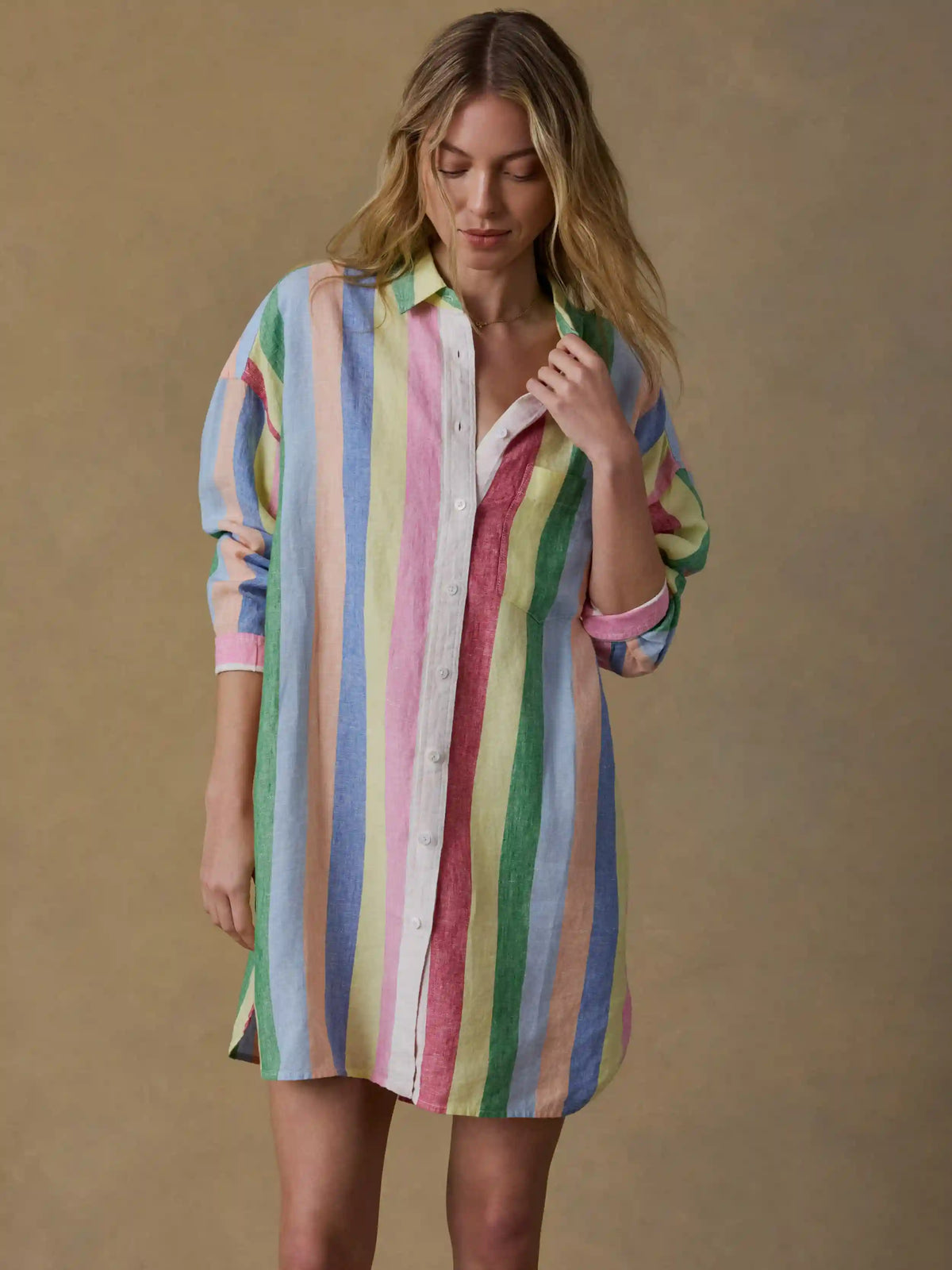 Laguna Linen Mini Shirtdress - Sunbeam Stripe