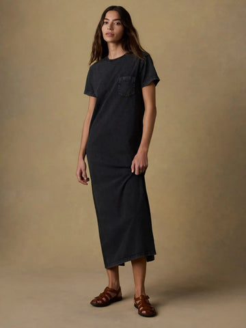 Recycled Cotton Jersey T-Shirt Dress - Washed Black