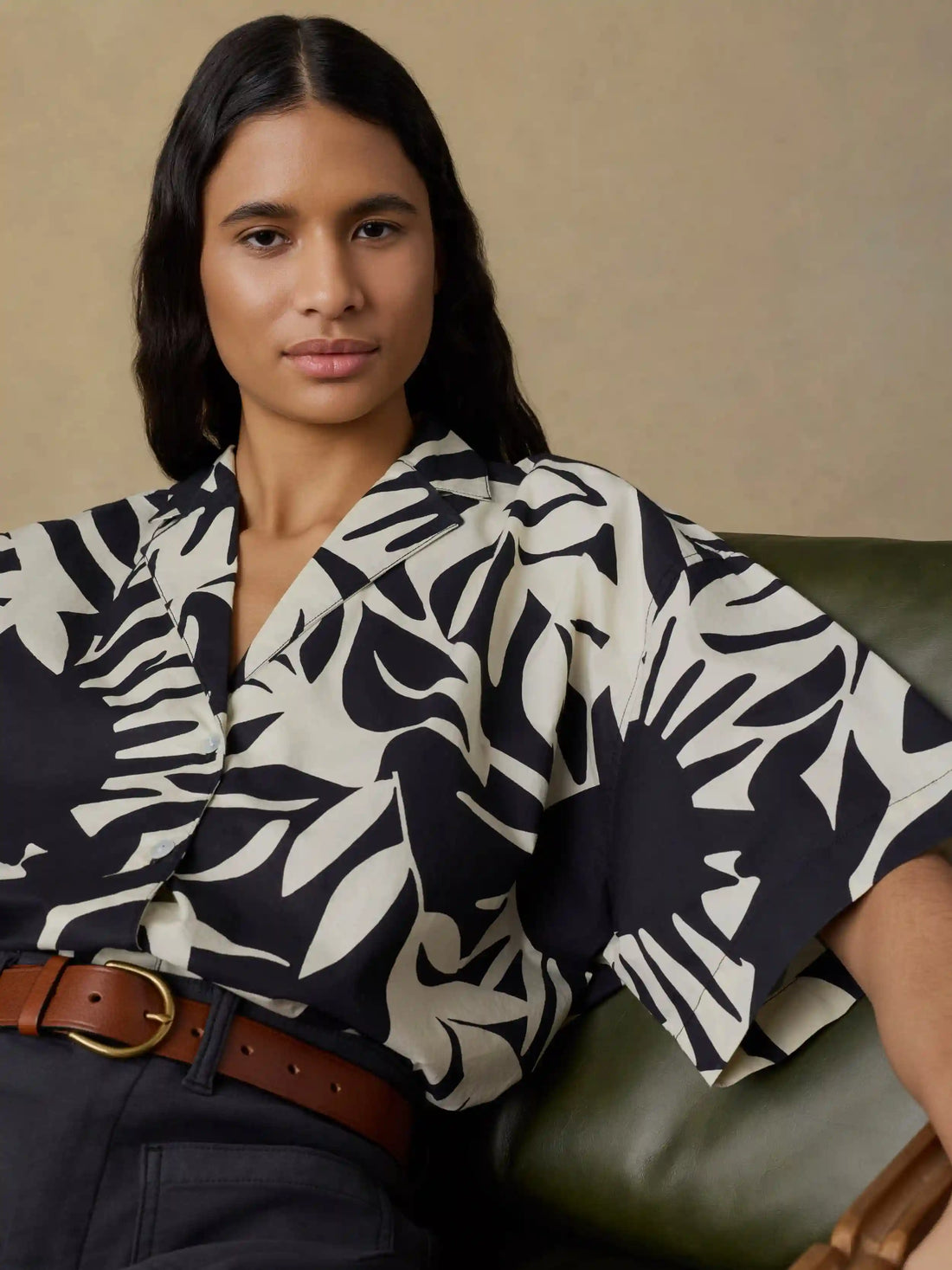 Coastal Poplin Relaxed Camp Shirt - Garden Sonata