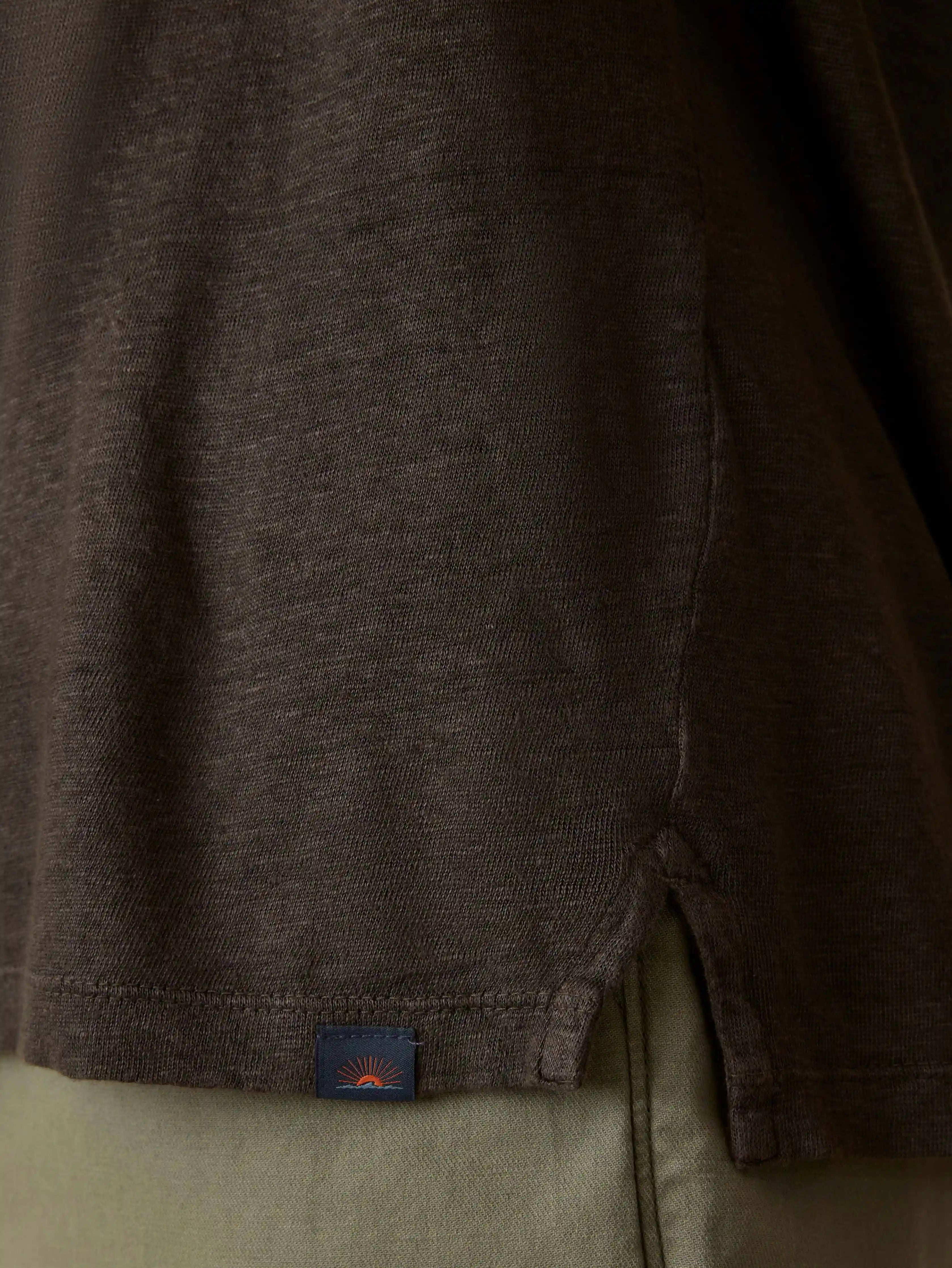 Short-Sleeve Linen Polo - Washed Black