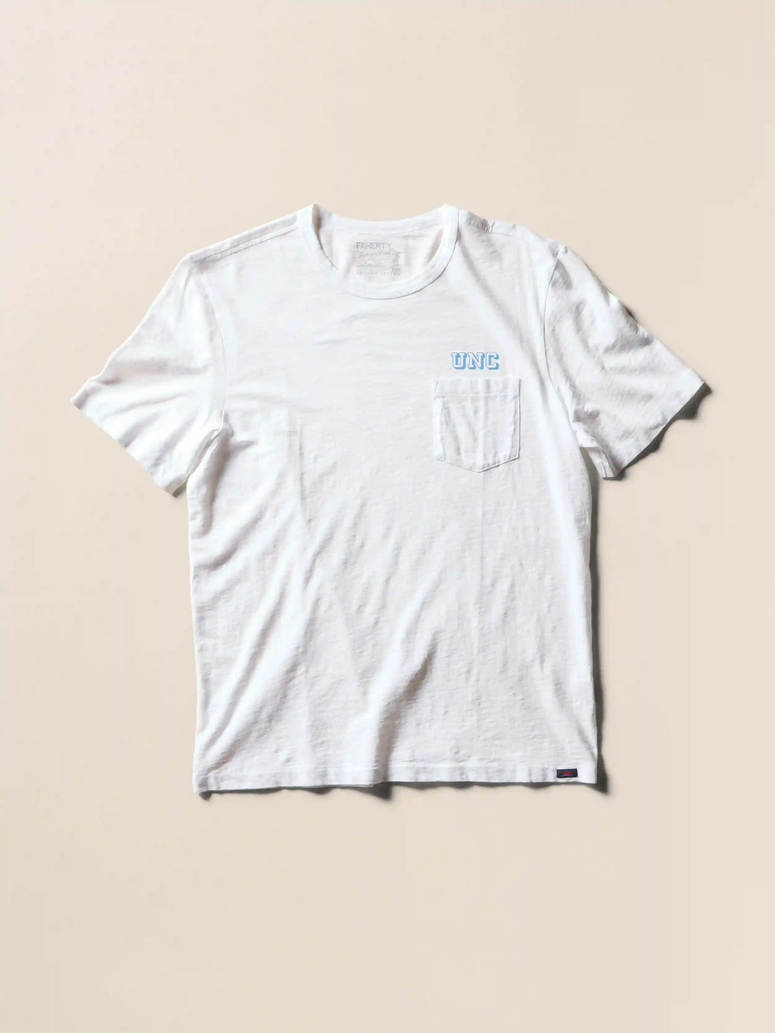 University of North Carolina Sunwashed Pocket Tee - White