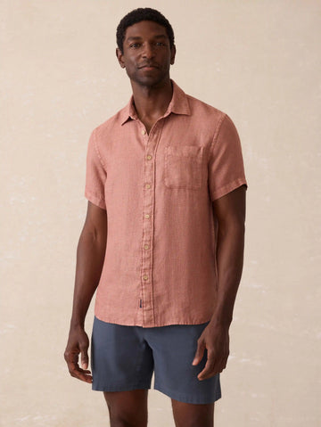Short-Sleeve Palma Linen Shirt - Cedar Rose