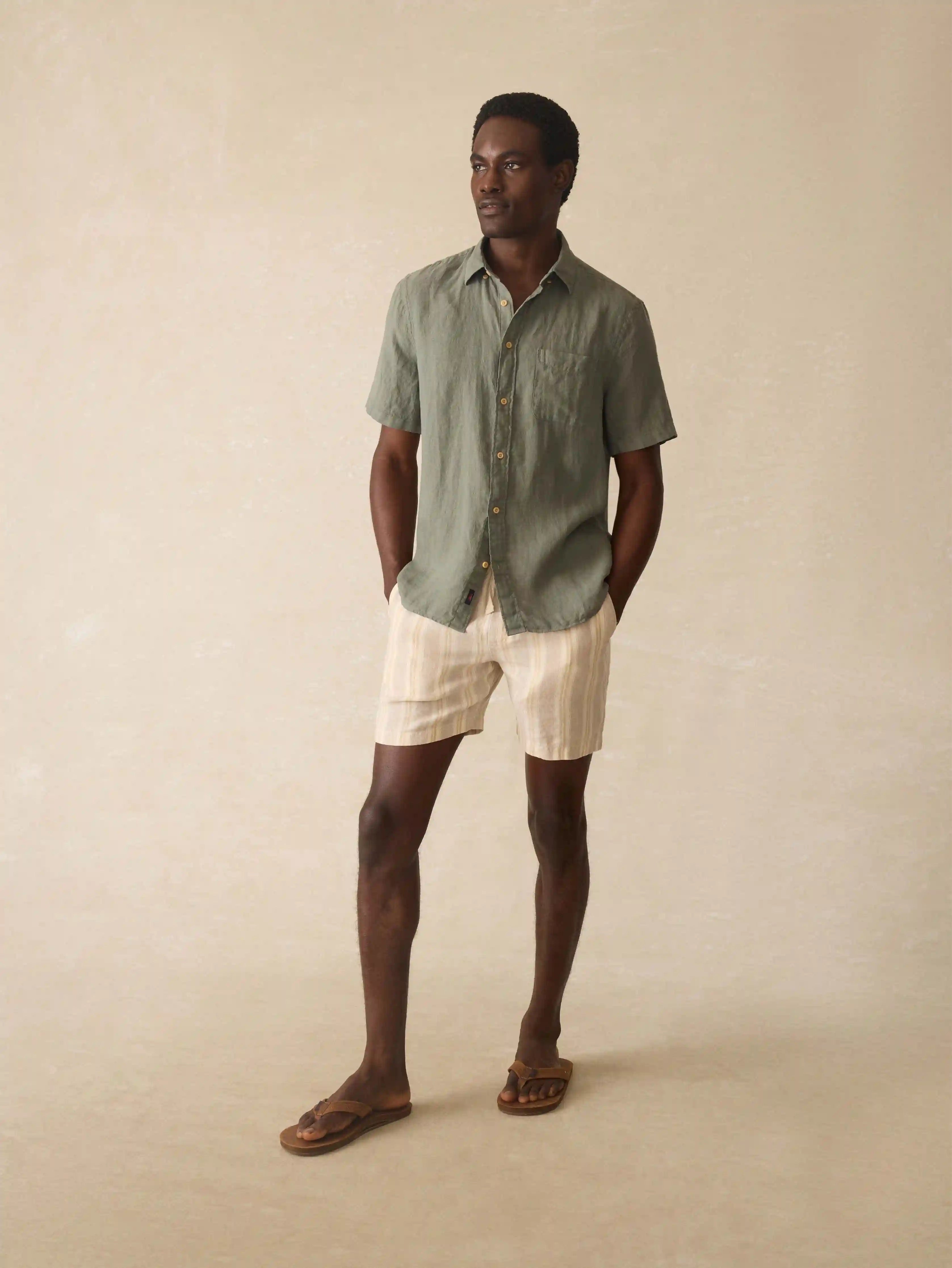 Short-Sleeve Laguna Linen Shirt - Spruce