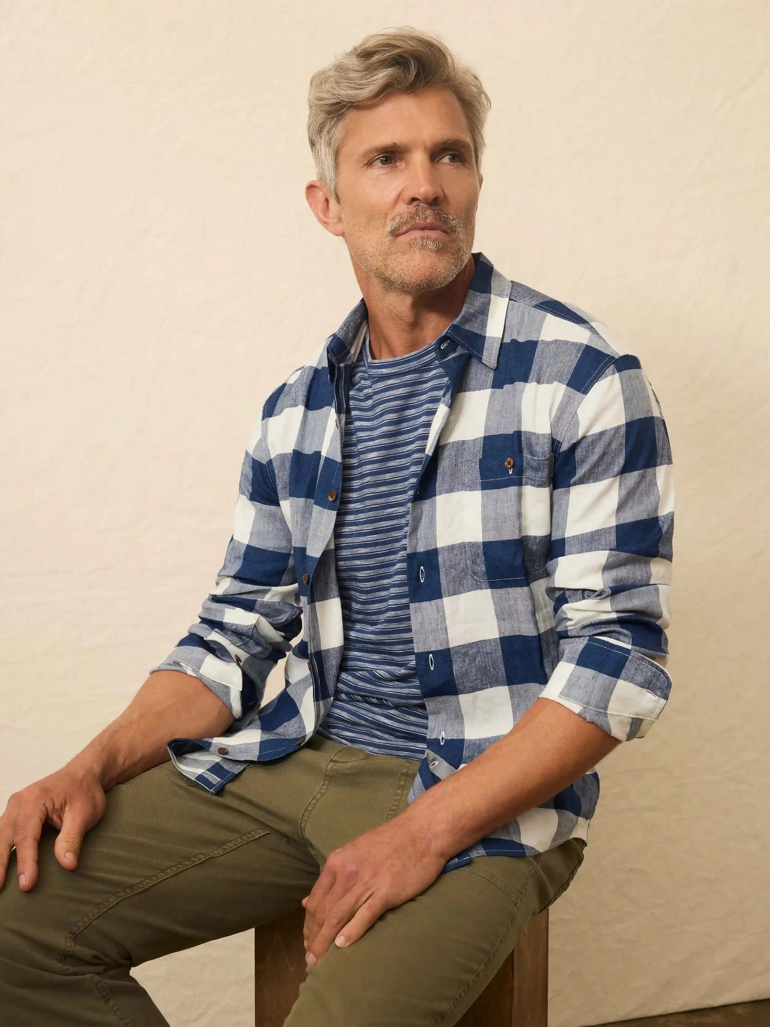 Sunwashed Regenerative Tee - River Rapids Stripe