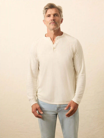 Long-Sleeve Cloud Henley - Ivory Heather