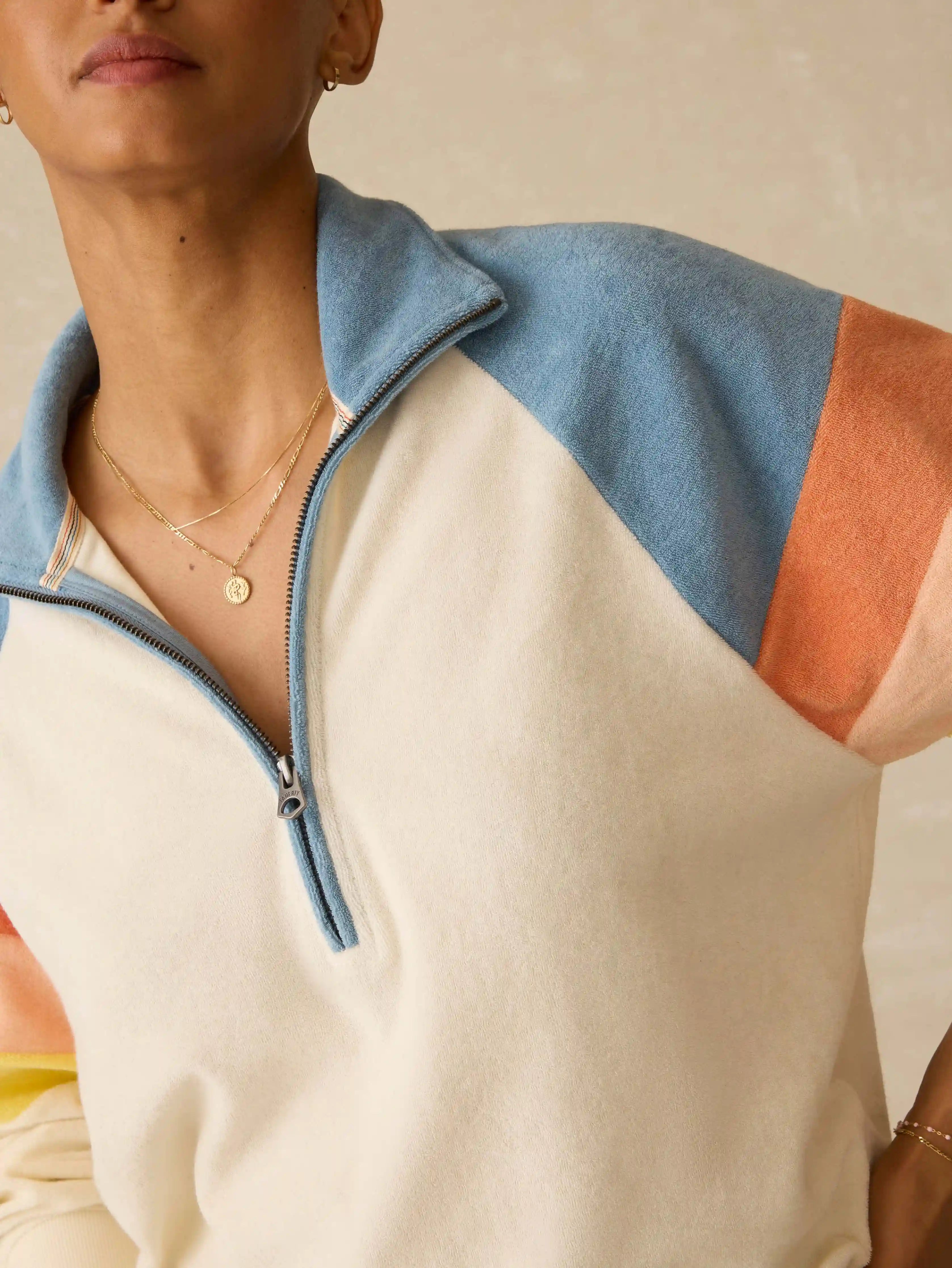 Cabana Towel Terry Quarter Zip - Sunrise Sail