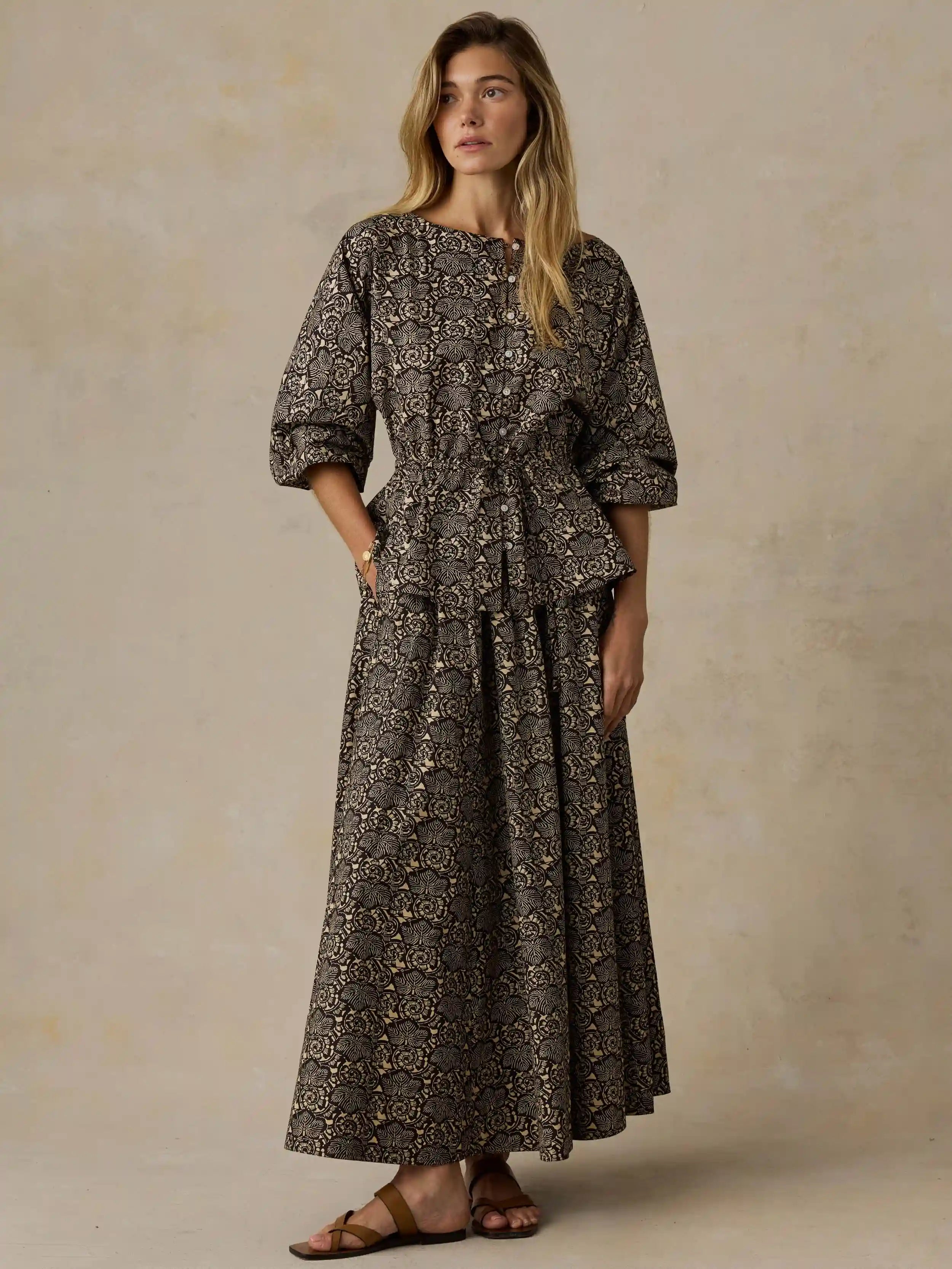 Coastal Poplin Nera Skirt - Night Bloom