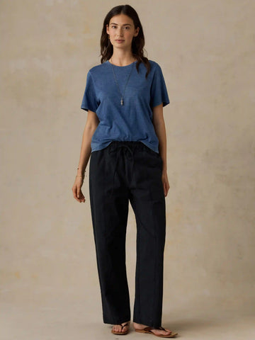 Cotton Twill Drawstring Pant - Black