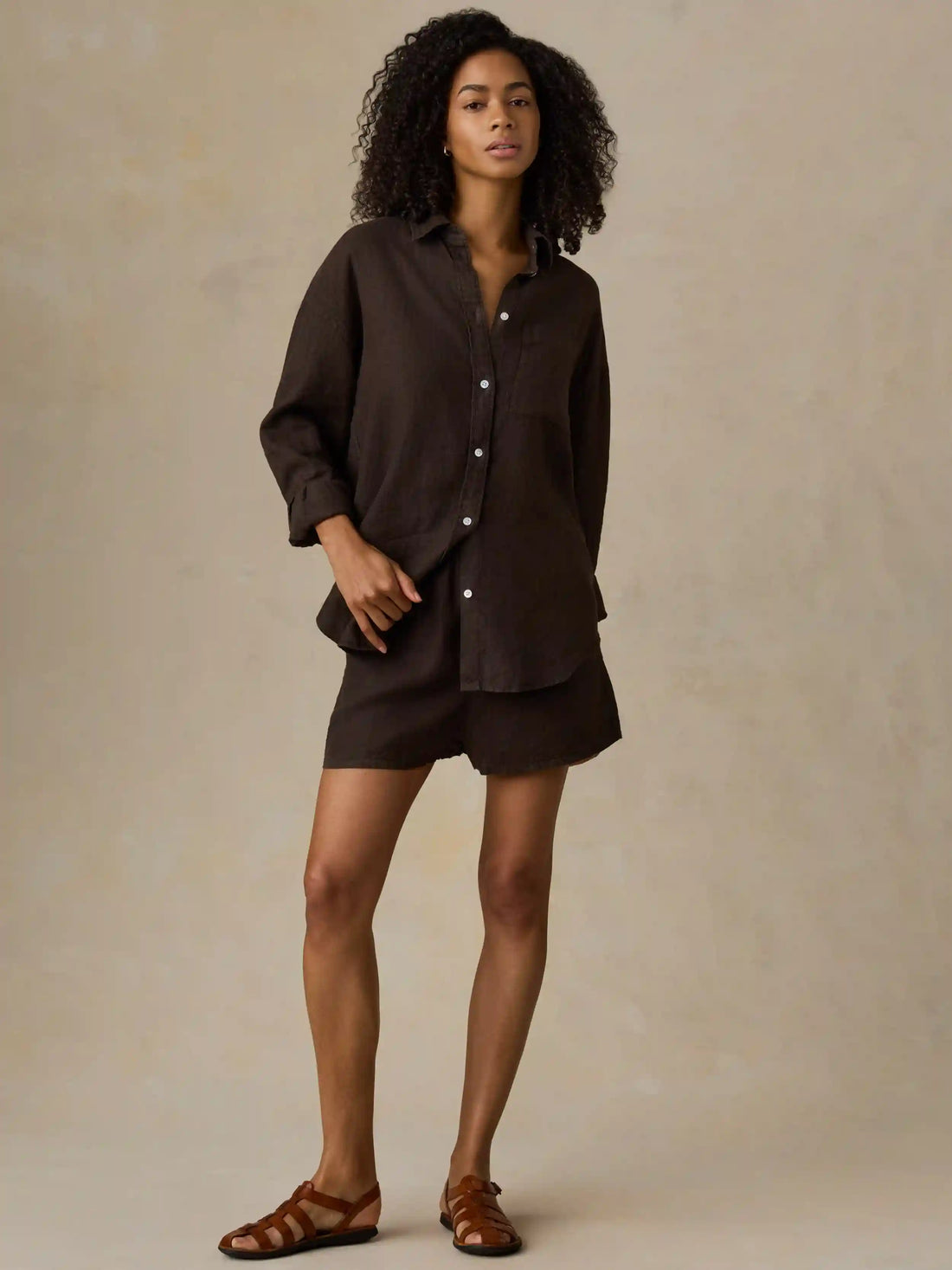 Laguna Linen Montecito Short - Demitasse