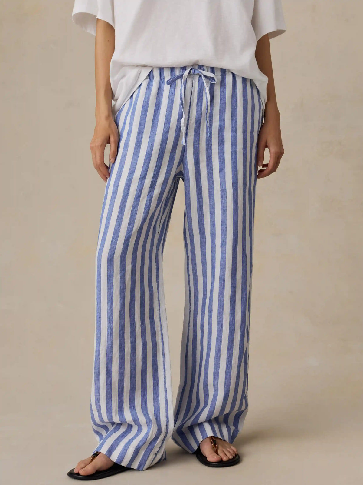 Laidback Linen Pant - Coastal Calm Stripe