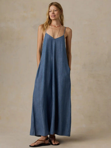 Tried & True Chambray Slip Dress - River Mist Wash