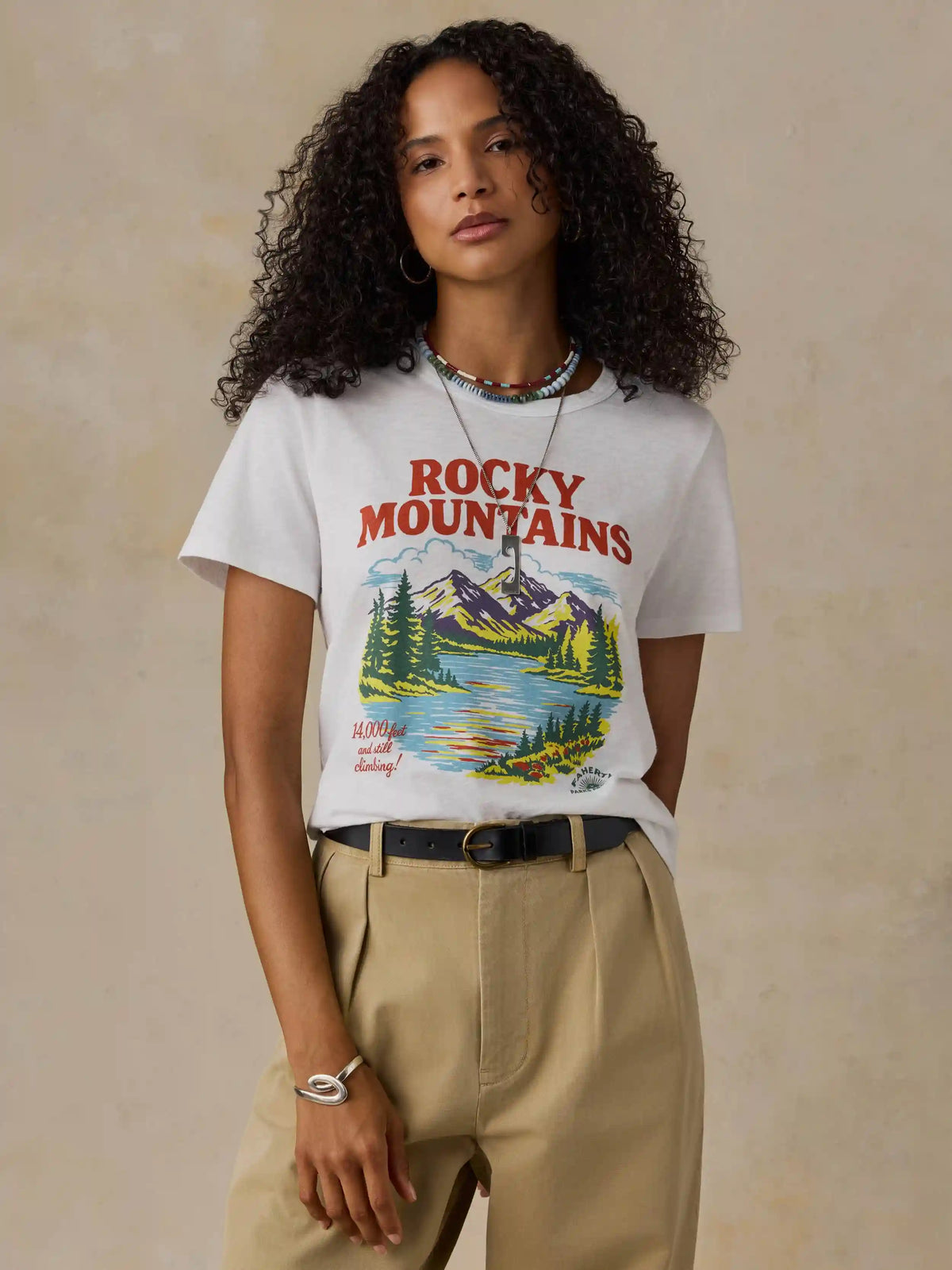 Faherty x Parks Project Rocky Mountains Sunwashed Regenerative Tee - White