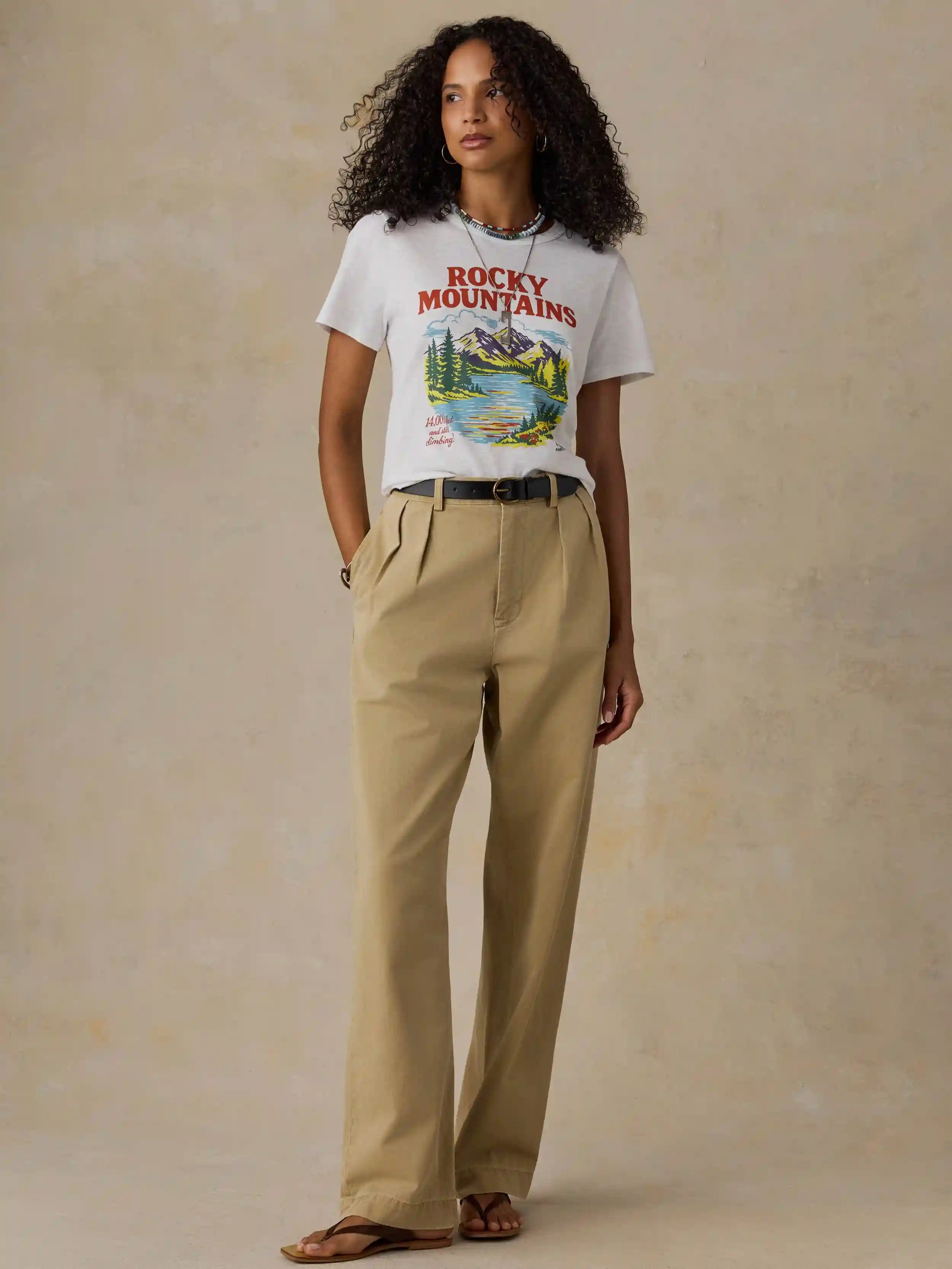 Faherty x Parks Project Rocky Mountains Sunwashed Regenerative Tee - White