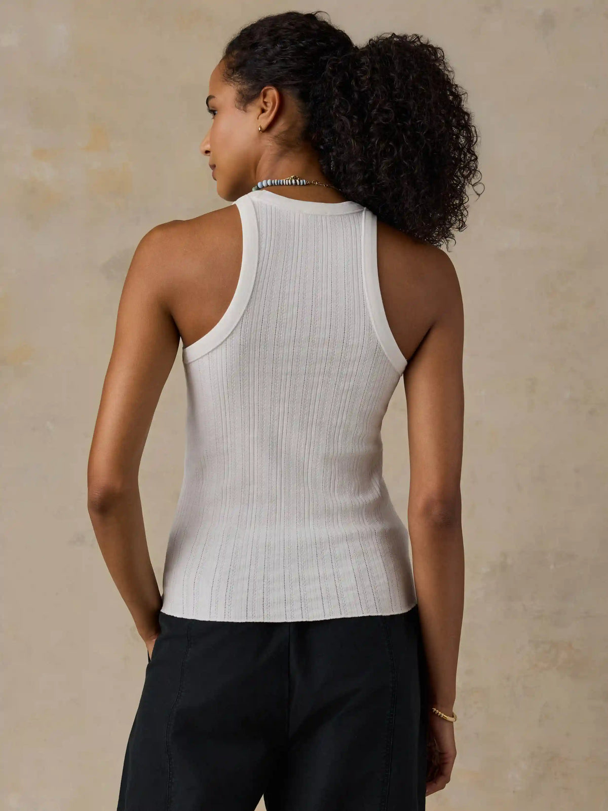 Paradise Pointelle Tank - White