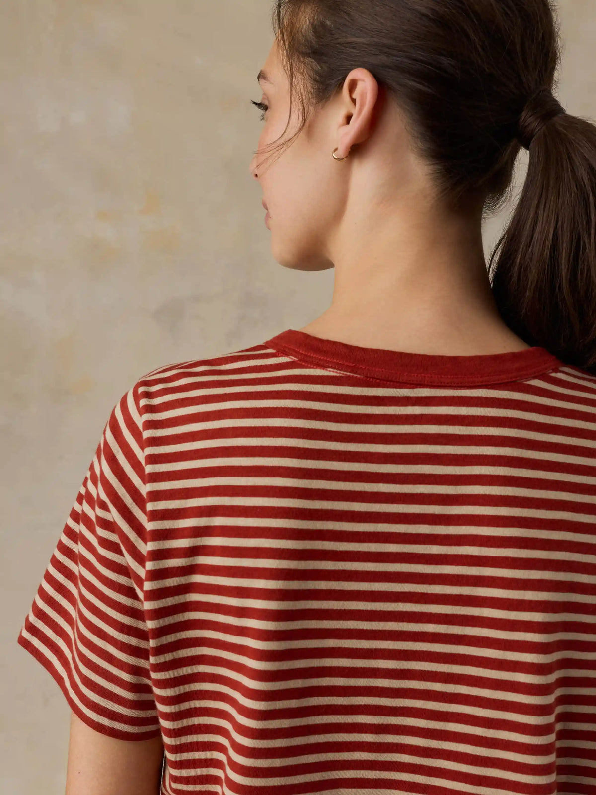 Sunwashed Regenerative Tee - Red Ochre Mini Stripe