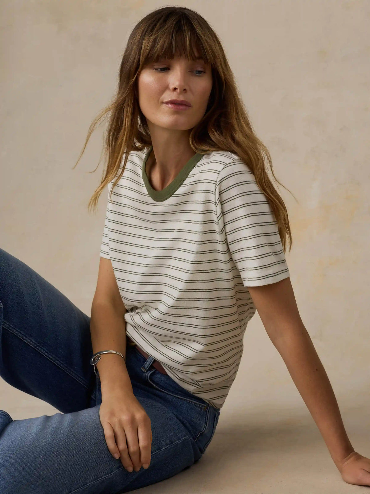 Sunwashed Regenerative Tee - Four Leaf Clover Mini Stripe
