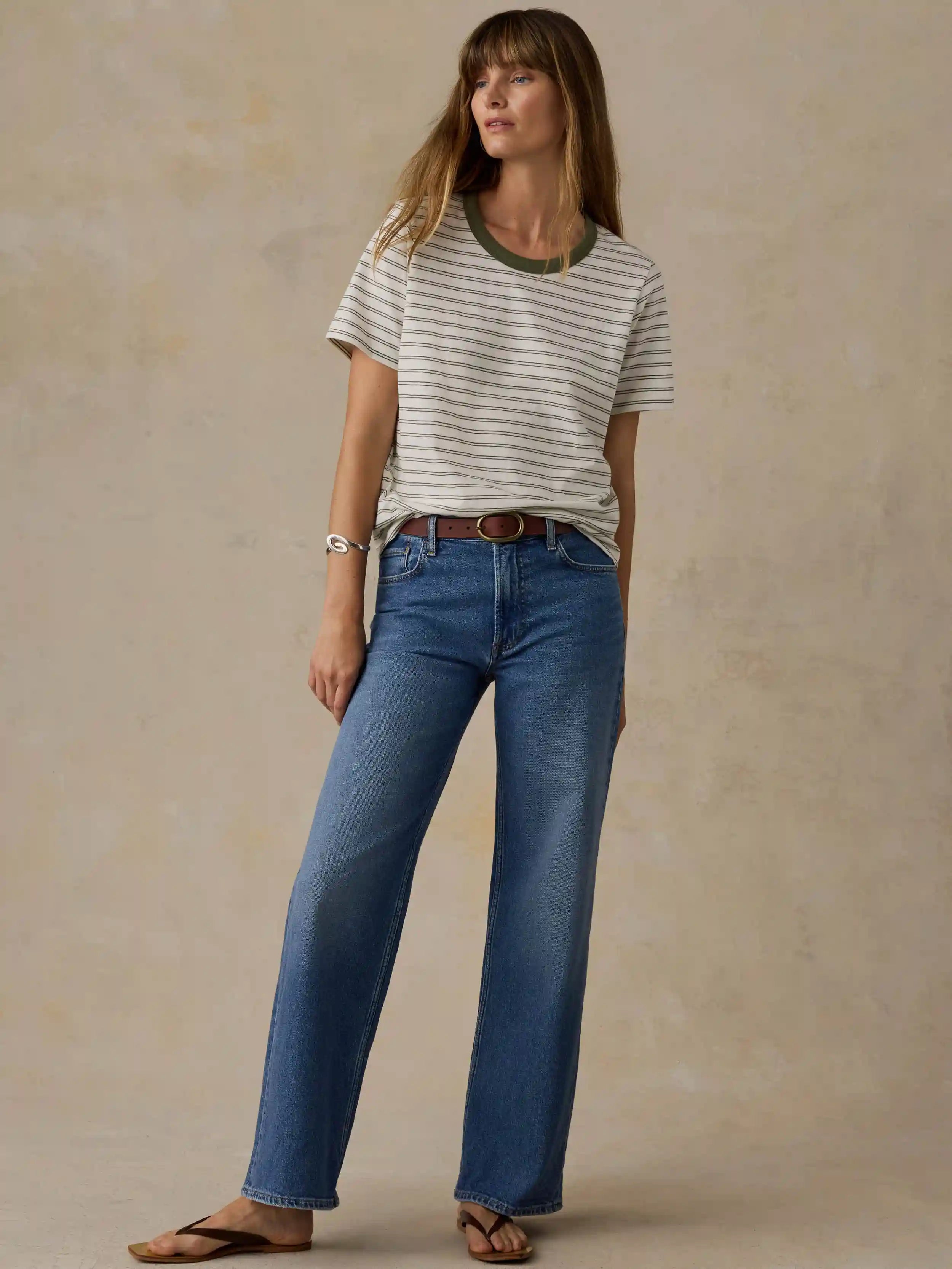 Sunwashed Regenerative Tee - Four Leaf Clover Mini Stripe