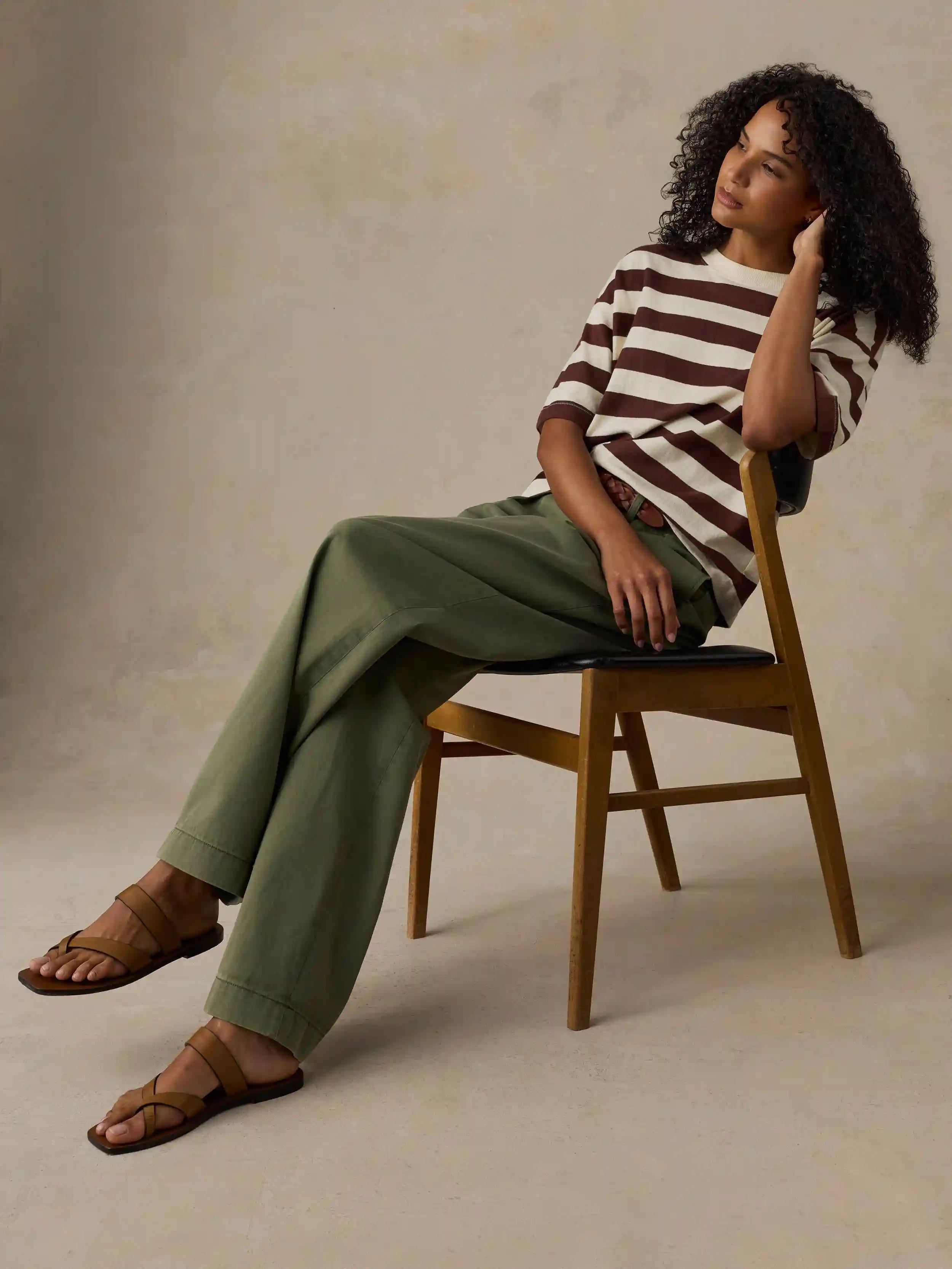 Hemp Blend Vintage Tee - Espresso Stripe