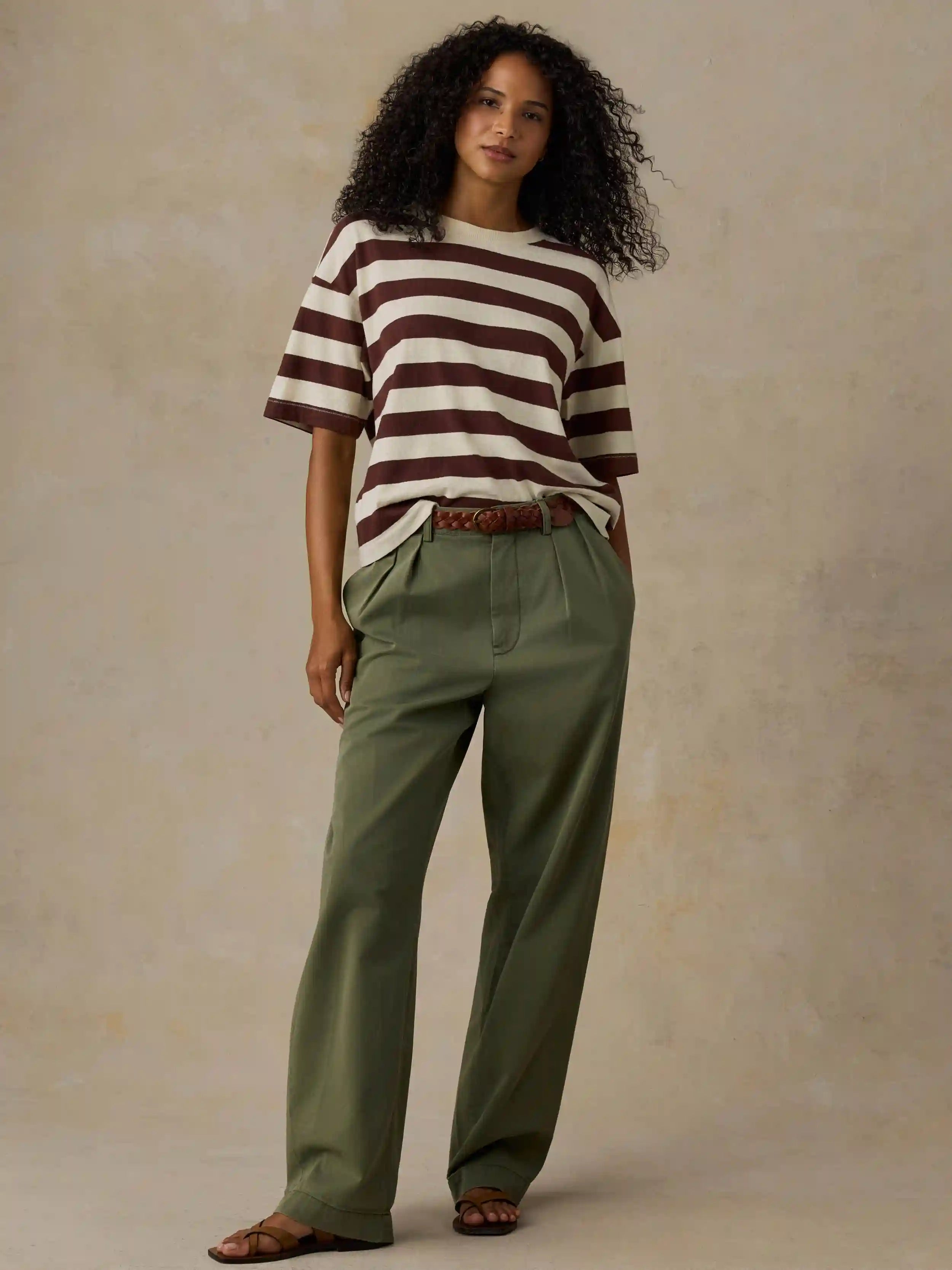 Hemp Blend Vintage Tee - Espresso Stripe