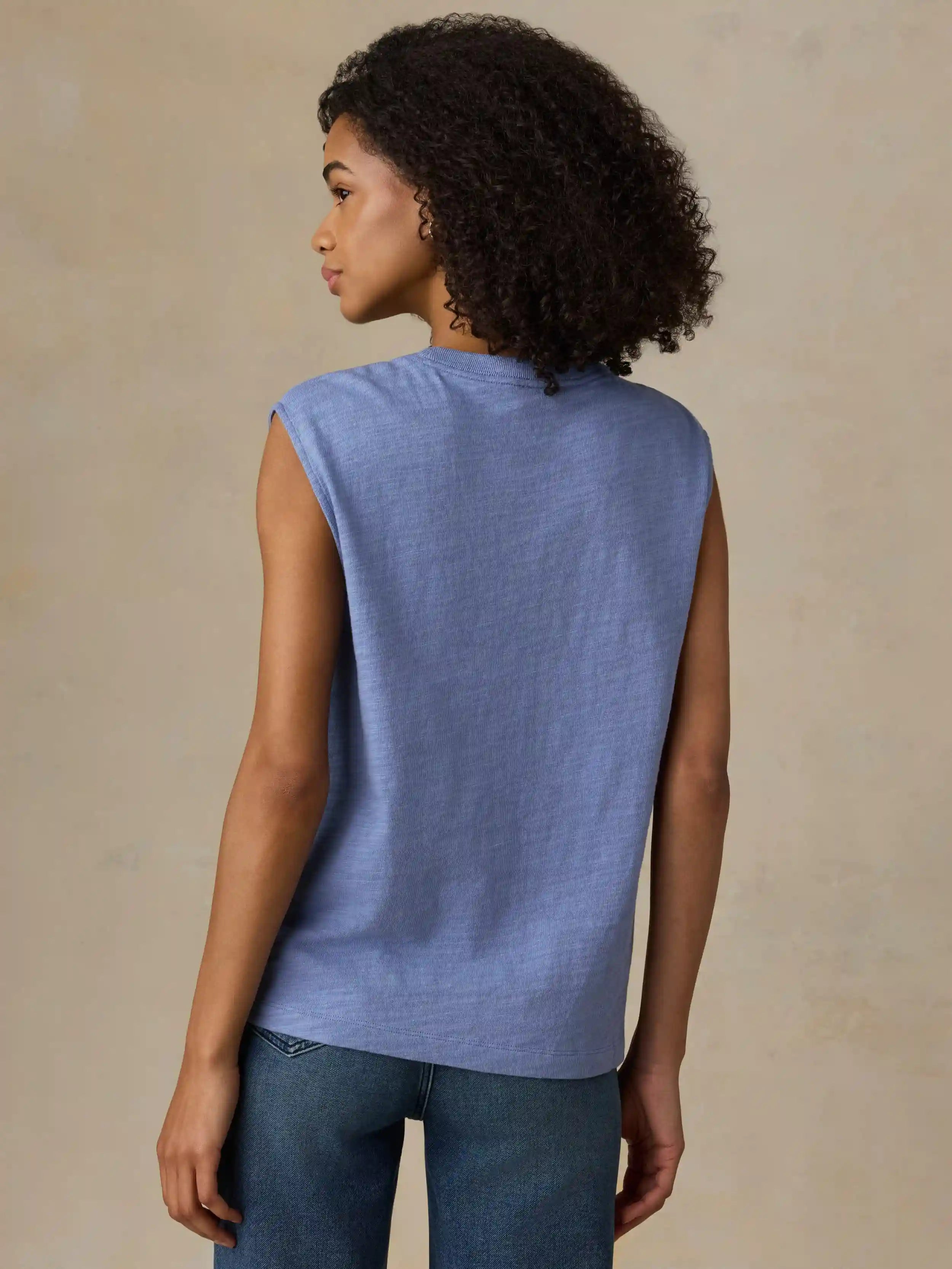 Sunwashed Organic Muscle Tank - Ocean Dusk