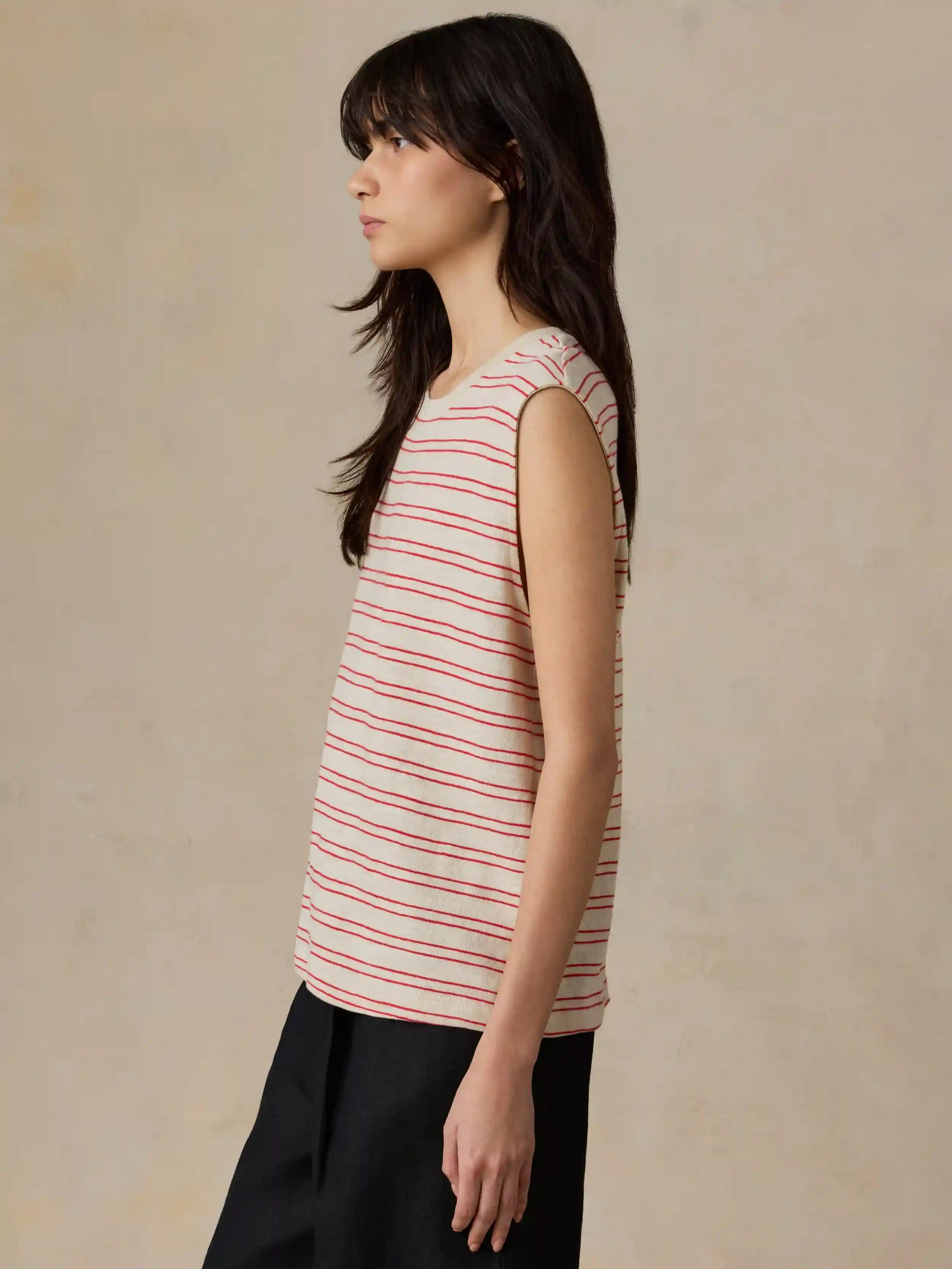 Sunwashed Organic Muscle Tank - Summer Sand Stripe