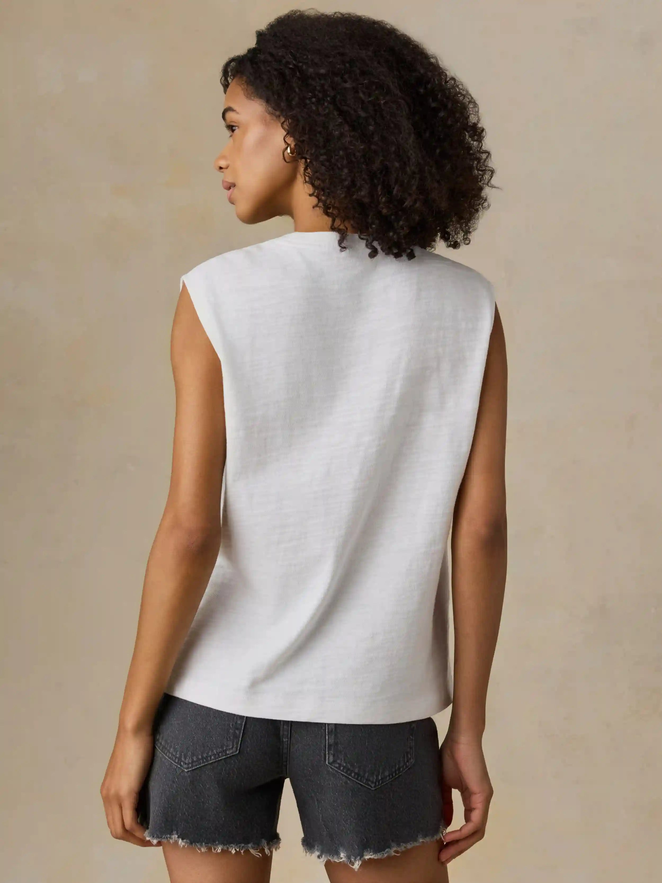 Sunwashed Organic Muscle Tank - White
