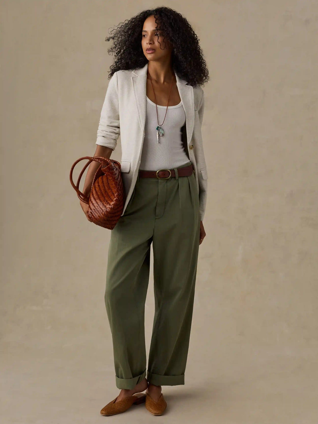 Inlet Knit Blazer - Light Oatmeal Melange